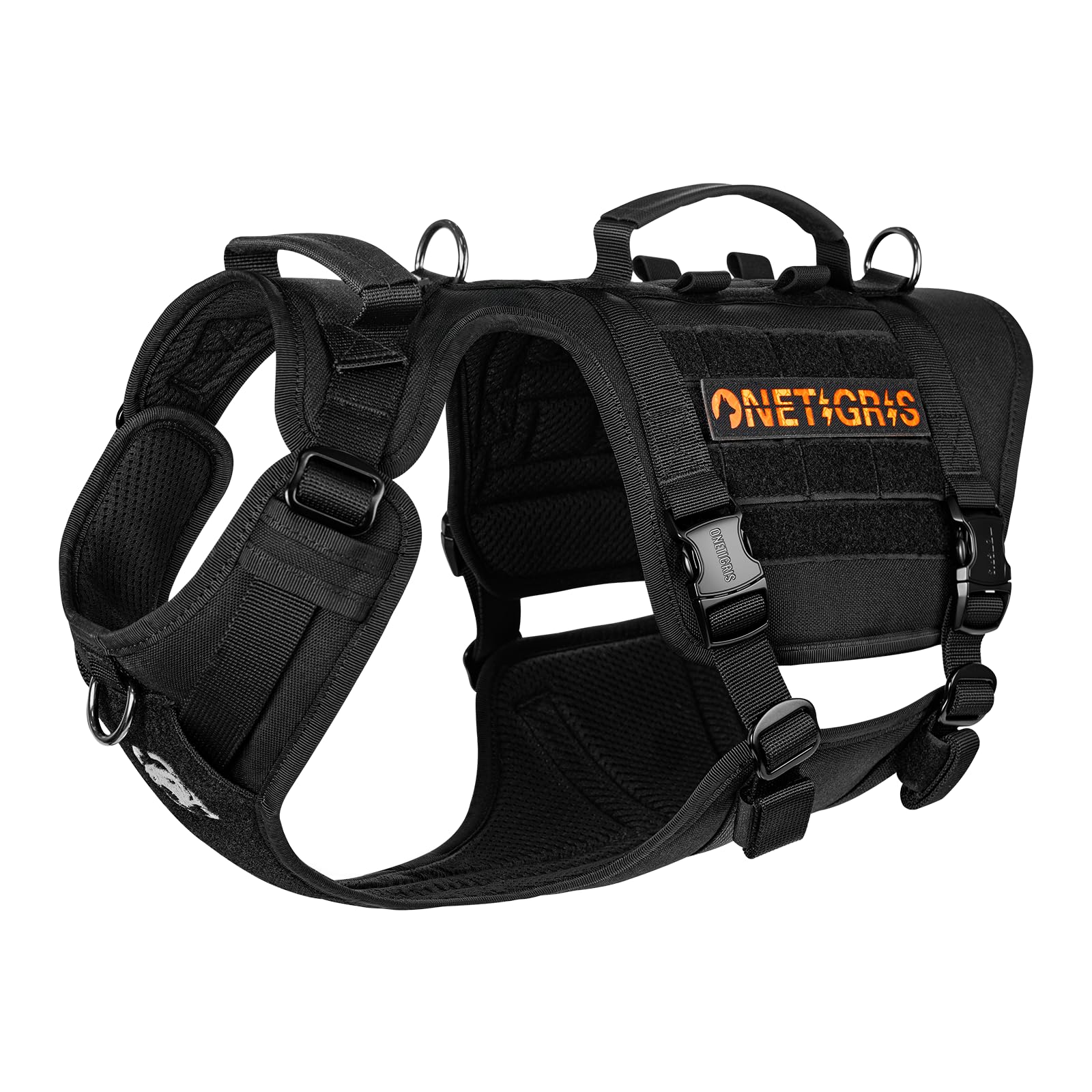 OneTigris Dog Harness, Titan-Flow Metal Buckle Harness, Black XL