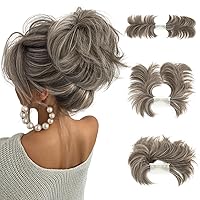 Vista 51 de Peine de moño desordenado con clip lateral para mujer, corto, natural, lacio, versátil, ajustable, fácil de peinar, piezas de cabello