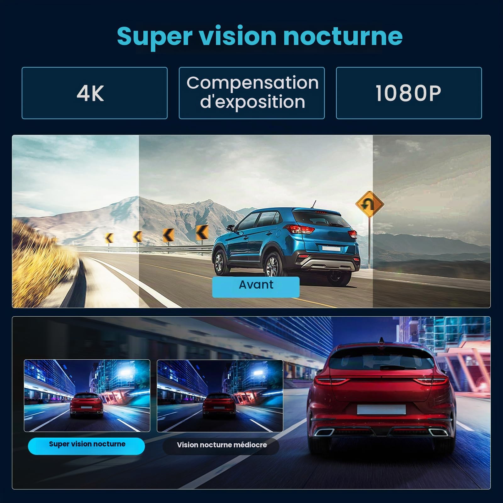 Inefala Dash Cam Rétroviseur 9,66 Écran Tactile 4K WiFi&APP GPS Carte 64 Go