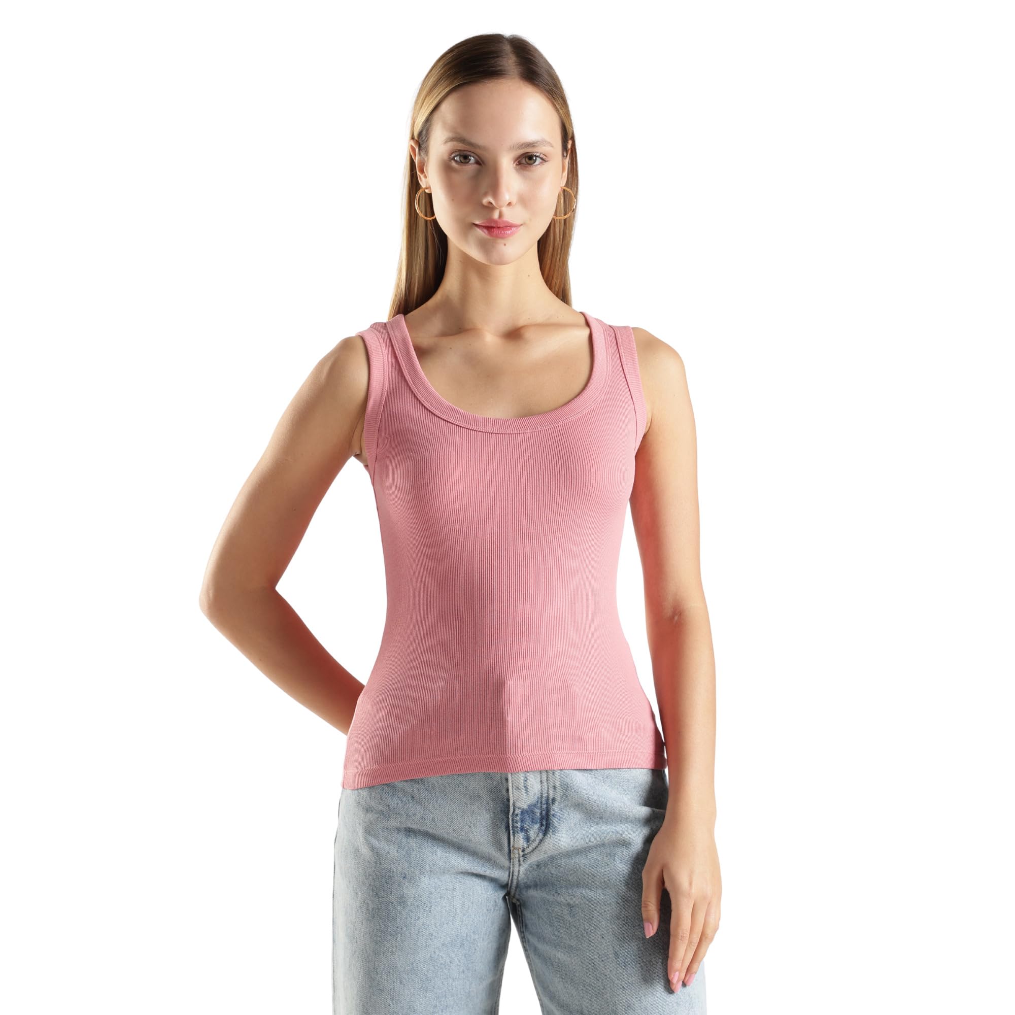 TICKLED PINK Women Ribbed Tank Top Slim Fit Stretch Sleeveless Casual Summer Top-picture-24