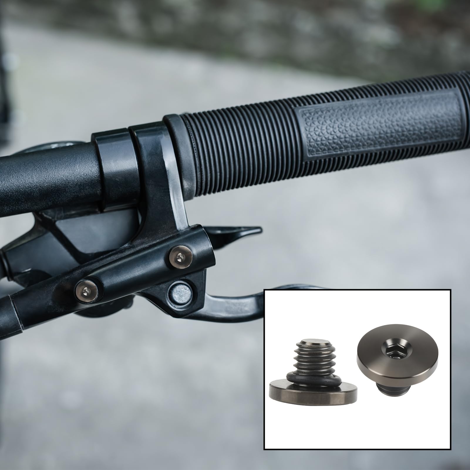 Set di 2 viti di spurgo per bicicletta con guarnizione tonica, lega di titanio TC4, M5 x 5 mm, compatibile con Shimano XT SLX Zee Deore LX, per corpo freno diviso leggero, resistente alla (nero)