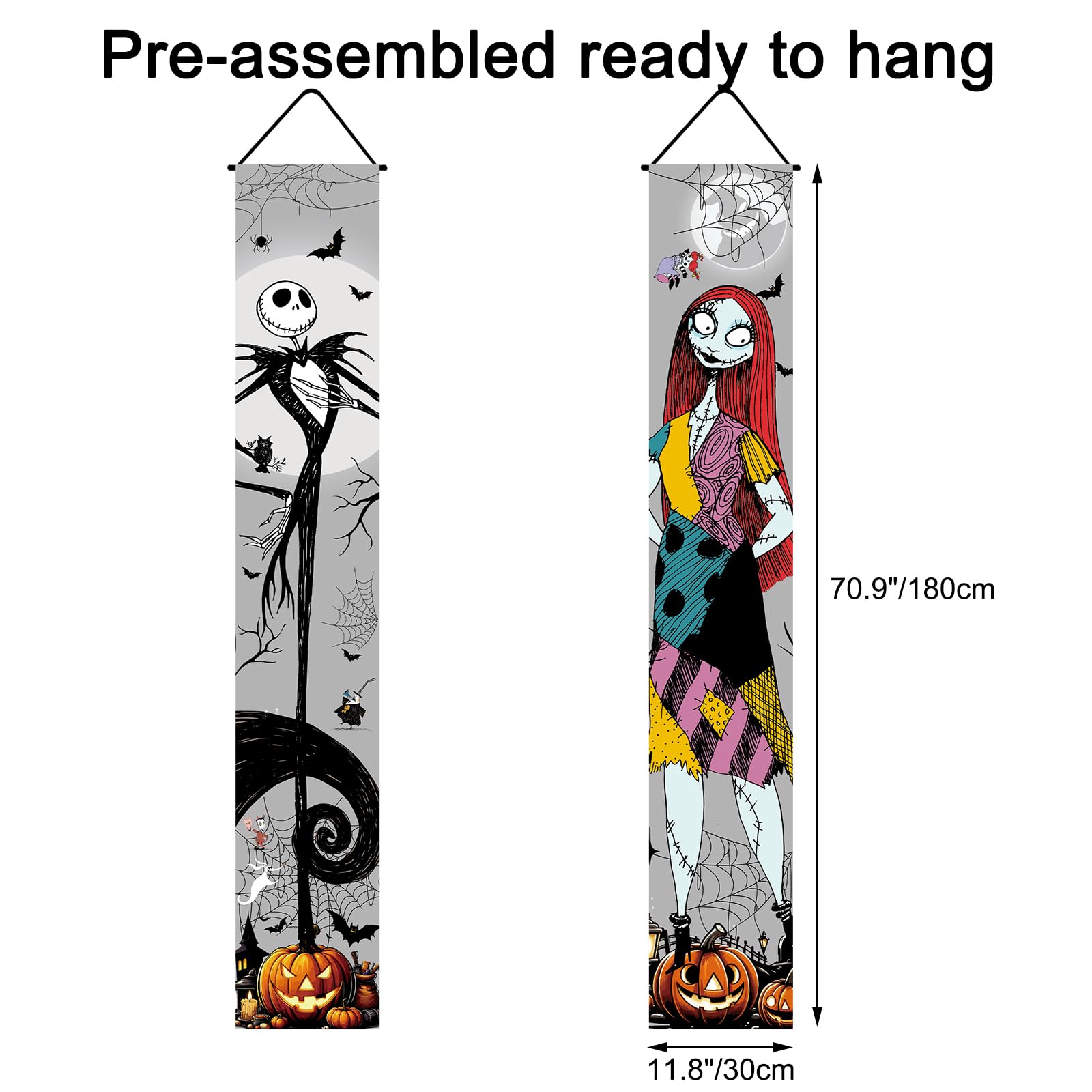 Jack Skellington Halloween-Banner – 2 Stück, Je 30 X 188 Cm, Für Veranda & Party
