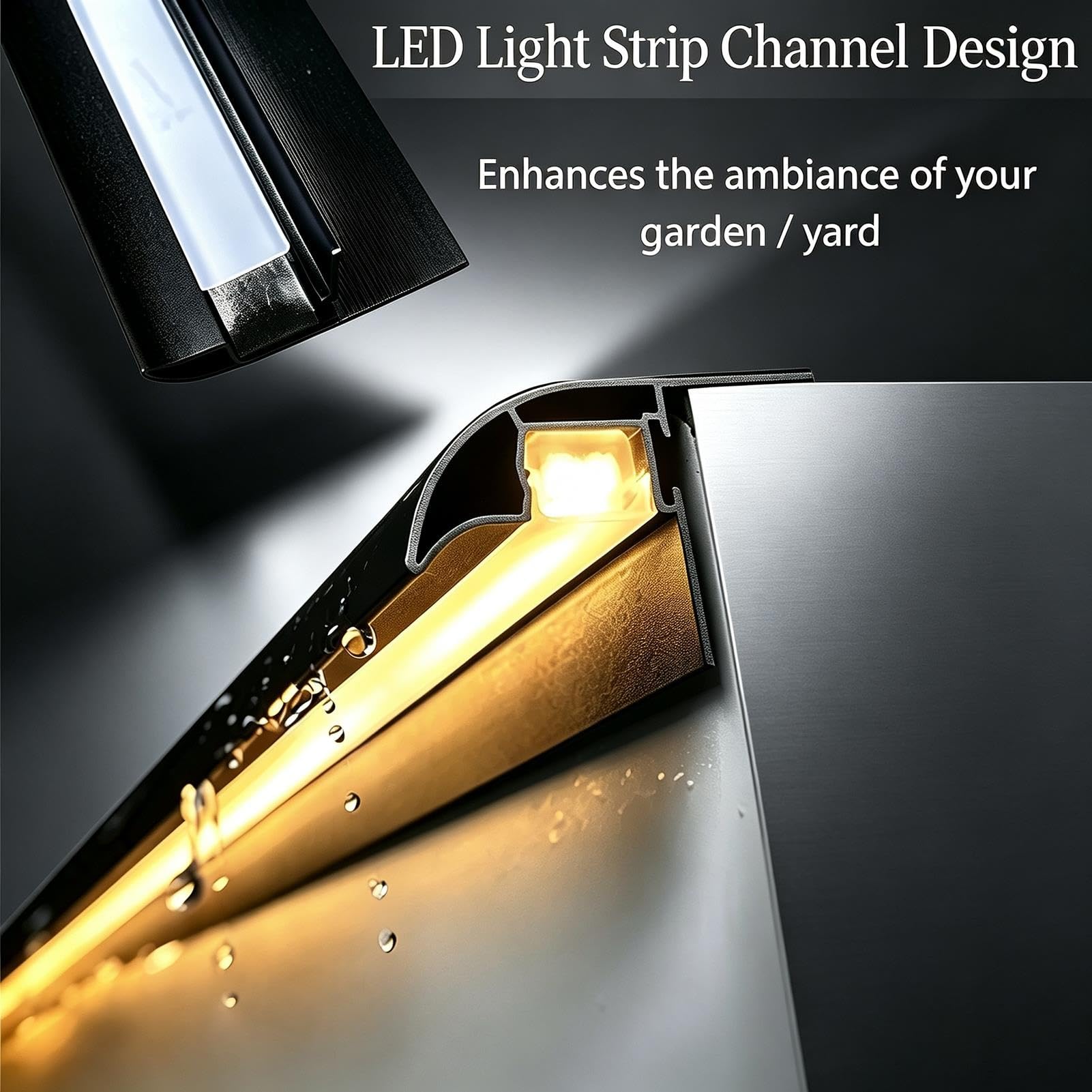 Zakrzywiony aluminiowy rozdzielacz wody z diodami LED, 25 mm i 50 mm