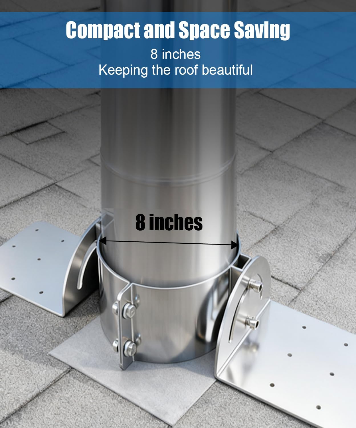 8 Inch Chimney Roof Support Bracket Adjustable Chimney Pipe Brackets Kit with Mounting Hardware for Double Wall Insulated Stove Pipe, Roof Brace for Wood Stove Venting