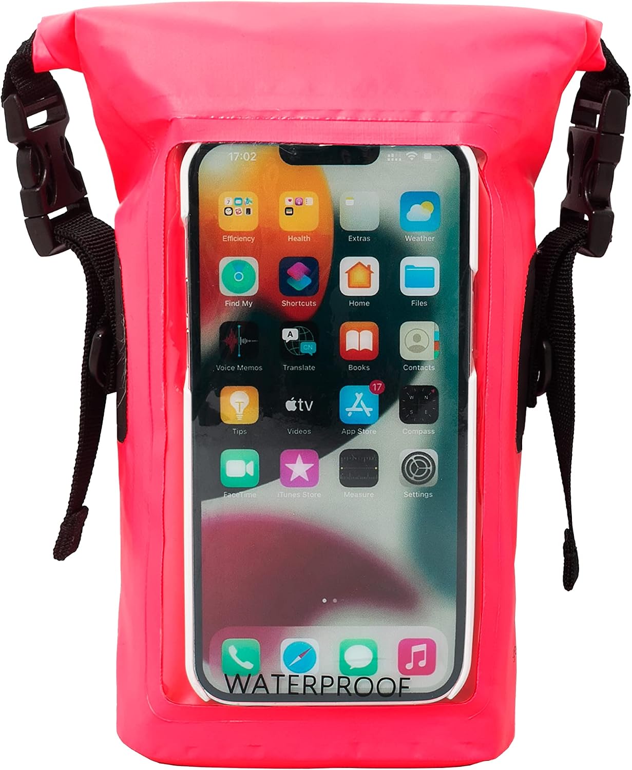 geckobrands Waterproof Phone Tote with 2L Dry Bag and Adjustable Strap – Protect Your Phone and Valuables While on The Go Neon Pink image 2