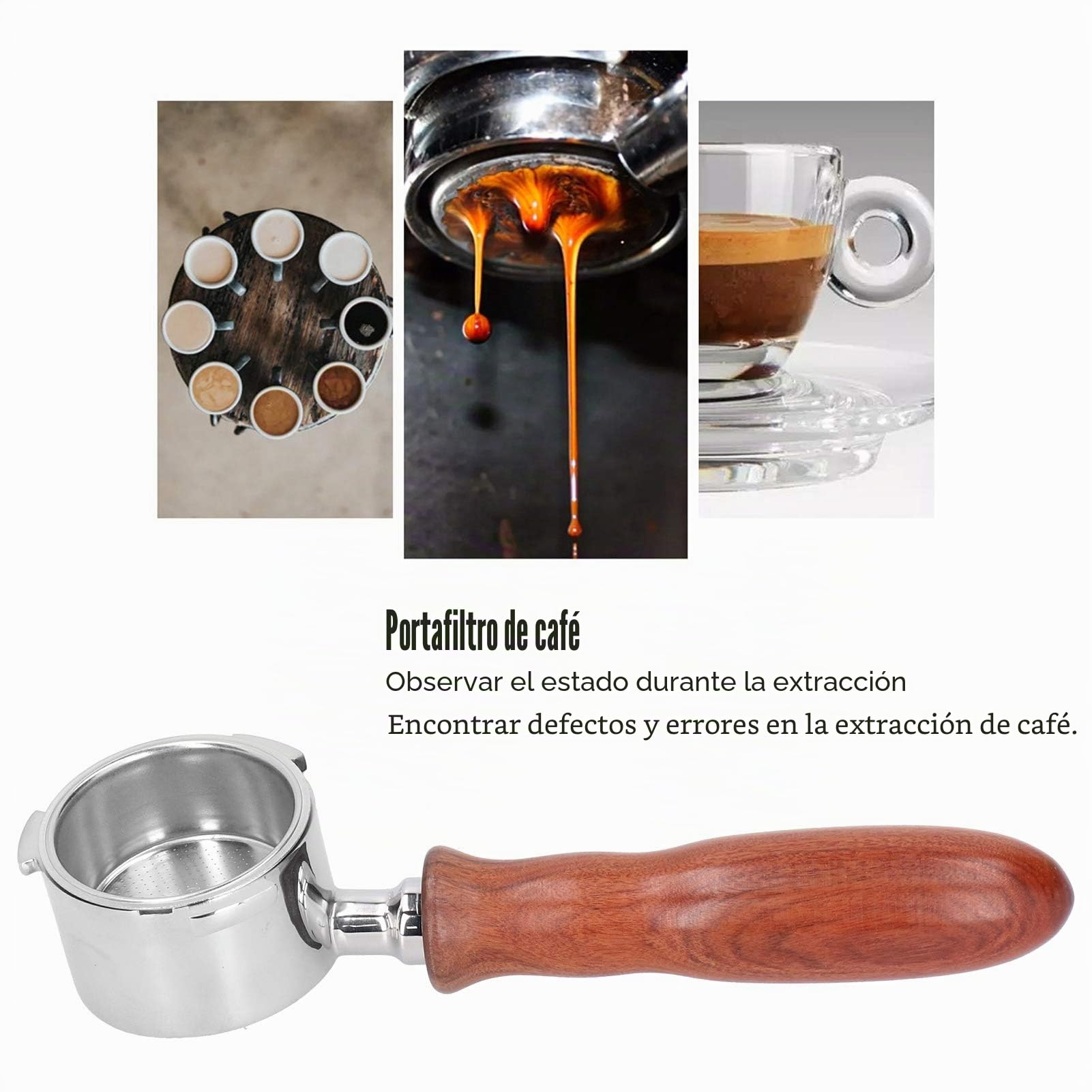 Portafiltro sin Fondo de 51 mm, portafiltro Profesional sin Fondo con Canasta de Filtro de Taza sin presión para máquinas de café Espresso)