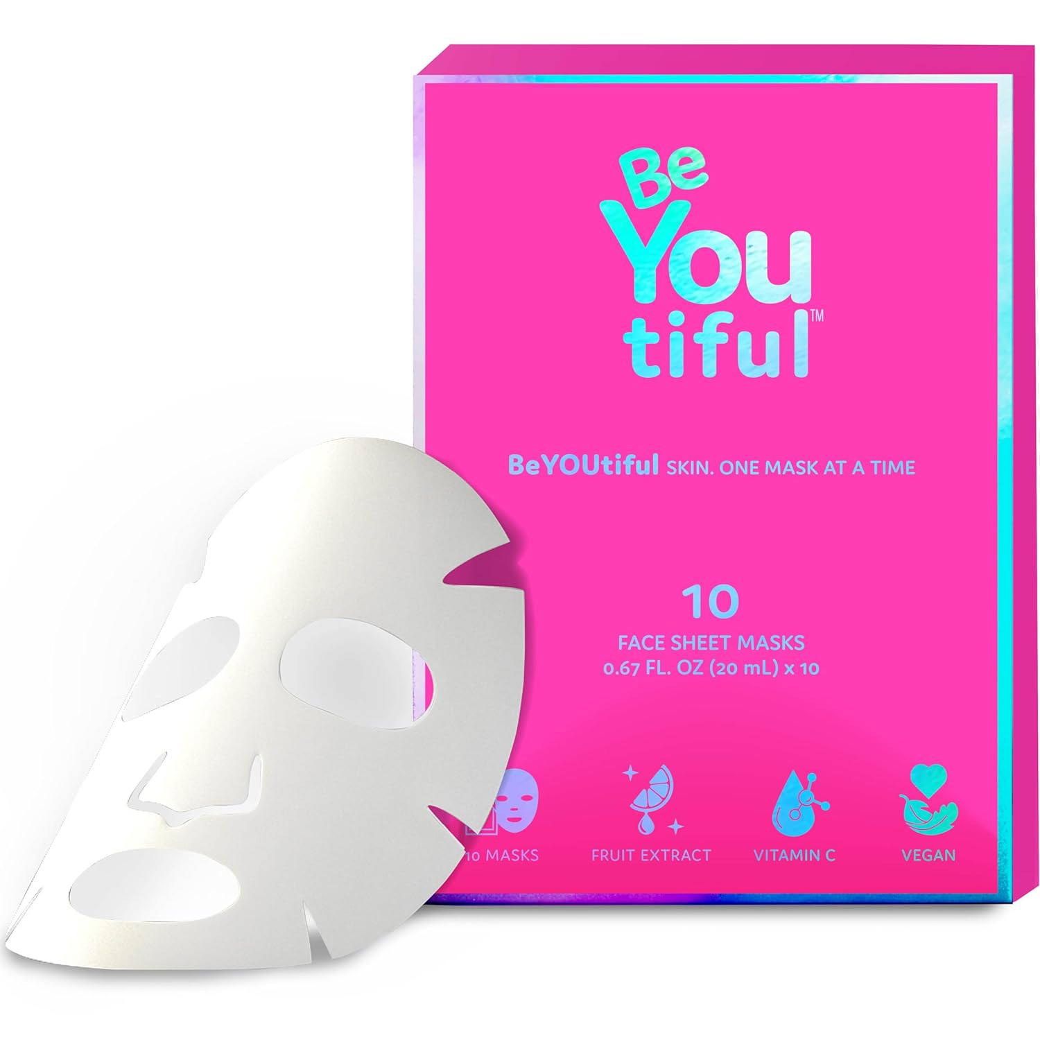 BeYoutiful 10 Face Mask Gift Set for Kids and Teens, Easter Basket Stuffers, 10 Hydrating Sheet Masks in a Gift Box, for Sleepovers Spa Nights, Vegan Skincare, Easter Gifts for Kids