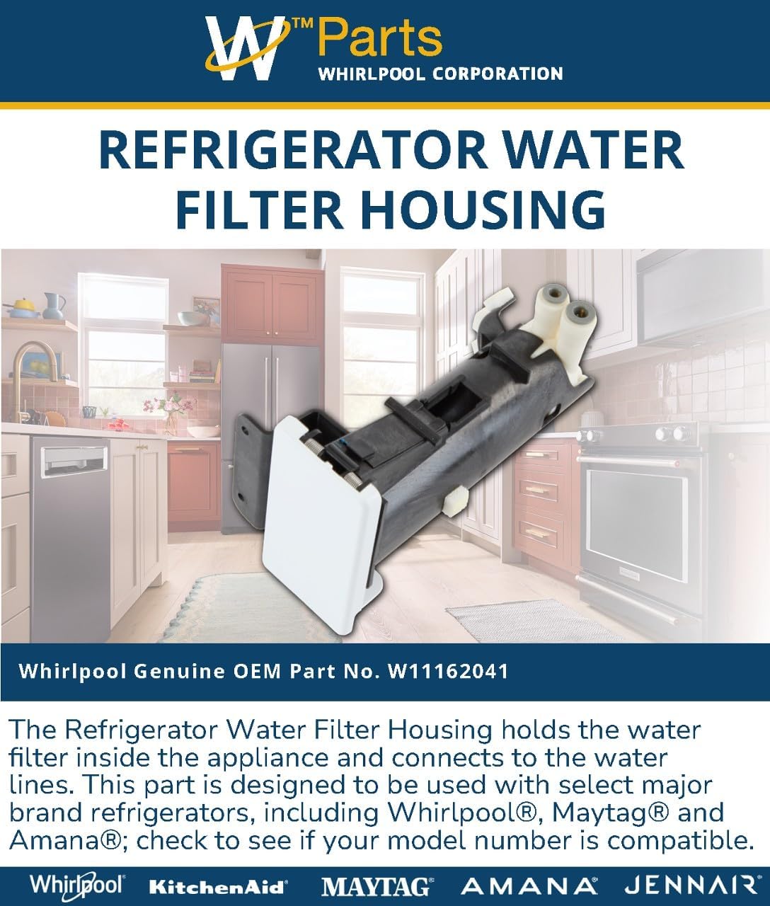 Whirlpool W11162041 Genuine OEM Refrigerator Water Filter Housing Replacement Part - Replaces, and W11036340
