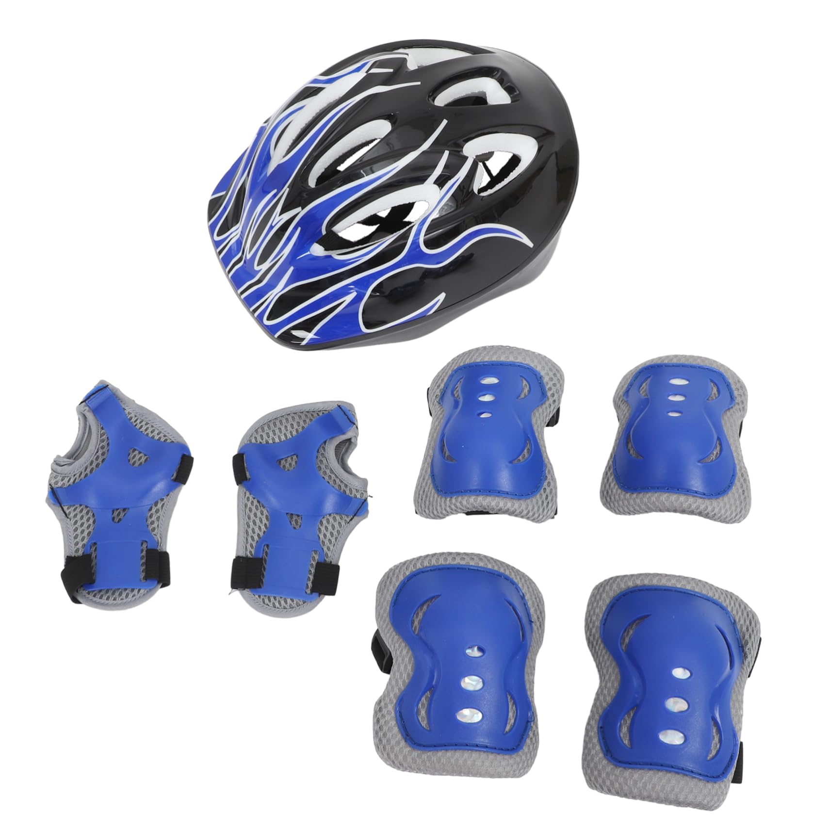 Alipis 7 Pièces Casque de Protection Sécurisé pour Genouillères Coudières Protège Poignets Ensemble pour Skateboard Roller Vélo Confort Optimal Ajustable
