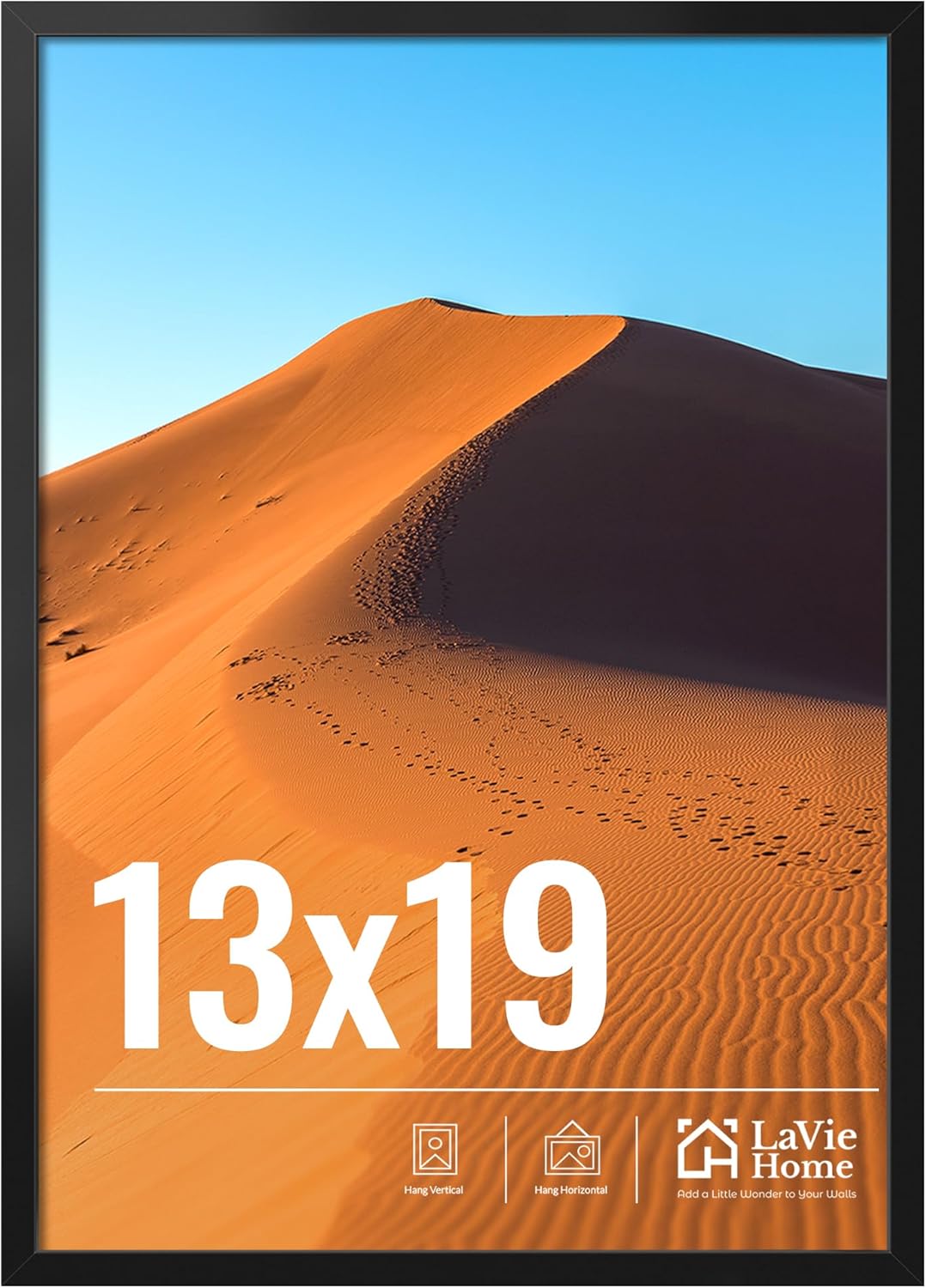 LaVie Home 13x19 Picture Frame for Wall Display, 13x19 Black Picture Frame with HD Plexiglas, 13 x 19 Poster Frame 1 Pack, Display Frame for Vertical or Horizontal, Classic Collection