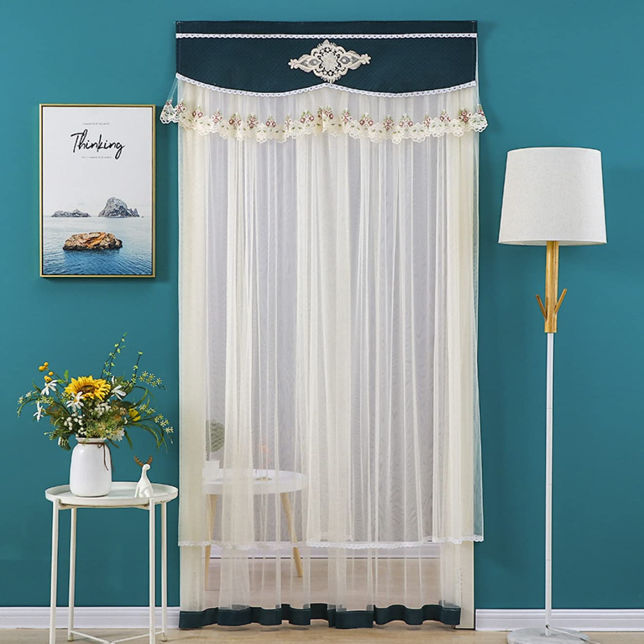 Amazon｜[KMBIGNK] カフェカーテン 窓用 しんりょく 120*200cm