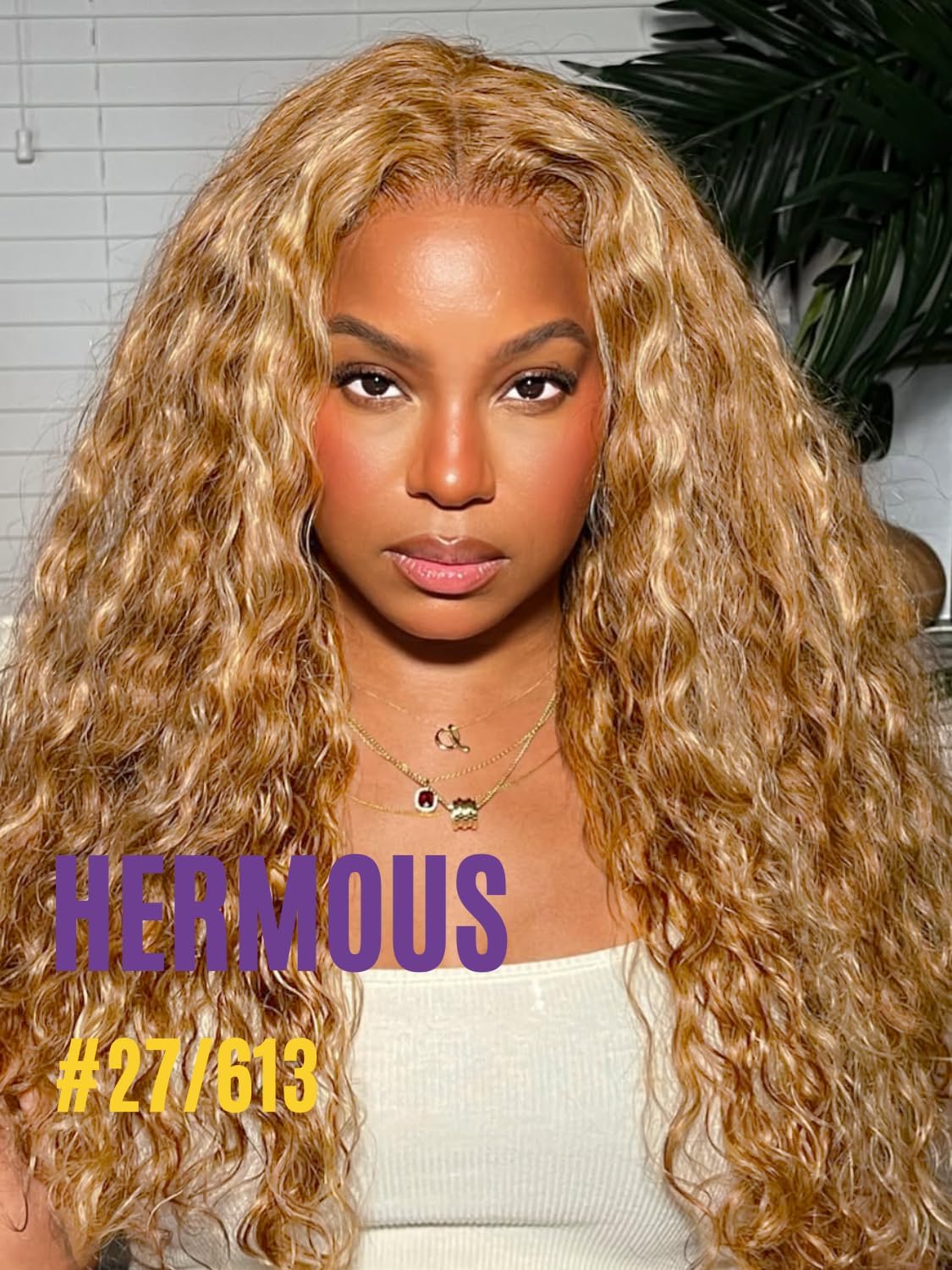 F27/613 Highlight Bundles Water Wave Human Hair 20 Inch, Multi Blonde Curly Single Bundle Wet n Wavy 13A 100% Raw Hair Ombre Highlight Honey Blonde Colored Sew In Weave Weft Soft Thick Silky