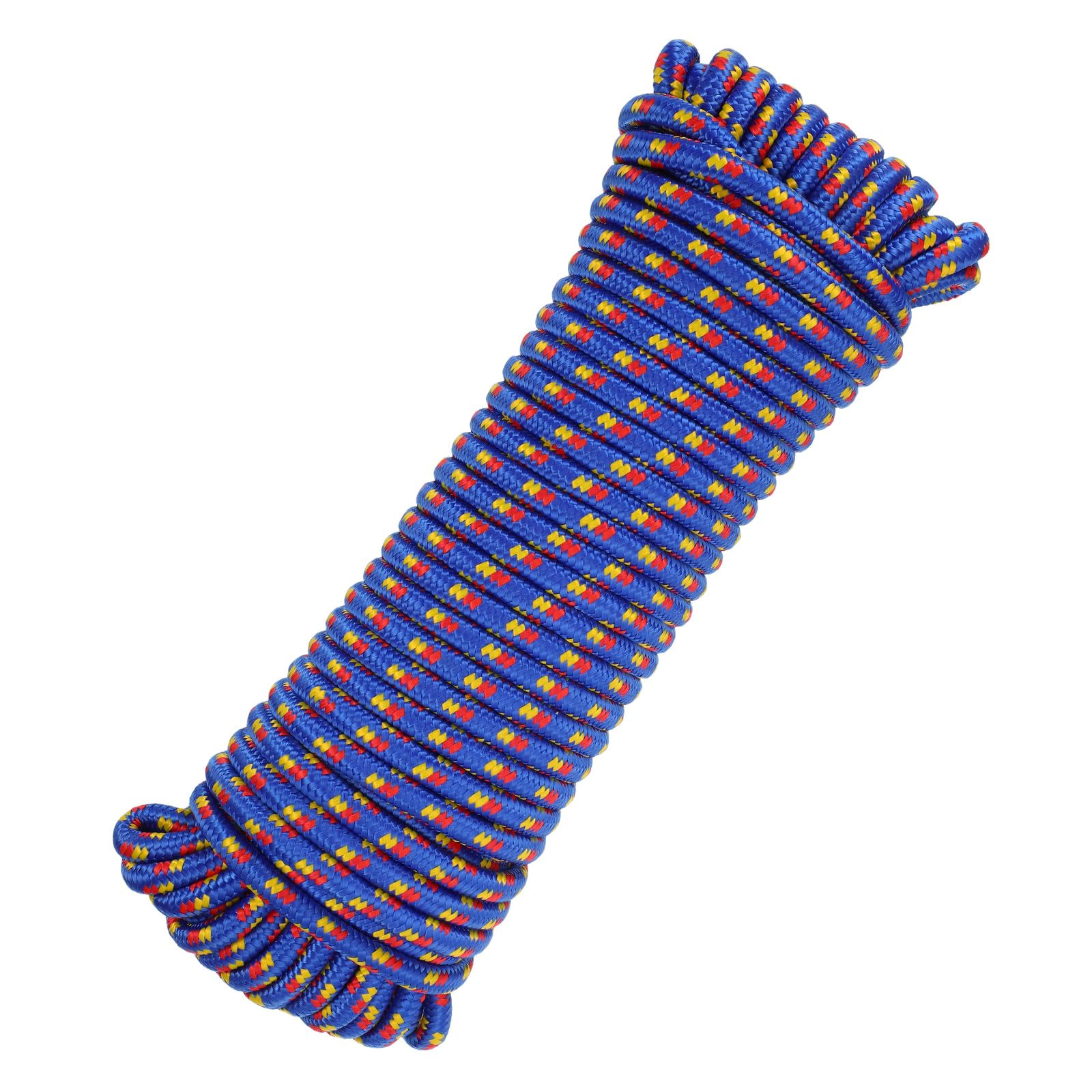 QUARKZMAN Corda In Polipropilene 10mm x 30.5m Corda Blu/Giallo/Rosso | nautico, Utilitaria Intrecciata Solida, Per Tutti Gli Usi, Per Campeggio, Asta Della Bandiera, Per Bucato