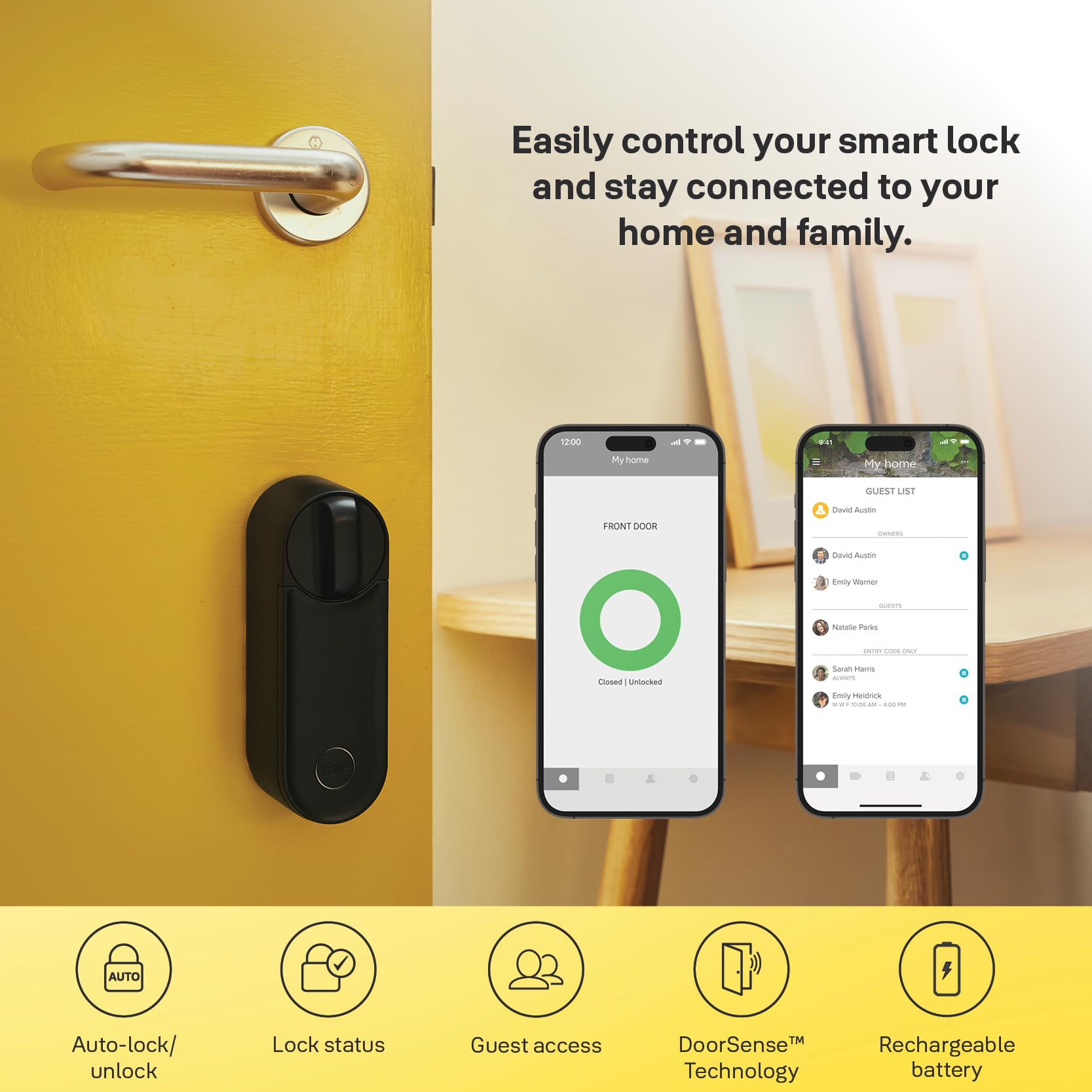 Yale Linus L2 Noir Serrure connectée électronique Wi-Fi MATTER verrouillage à distance