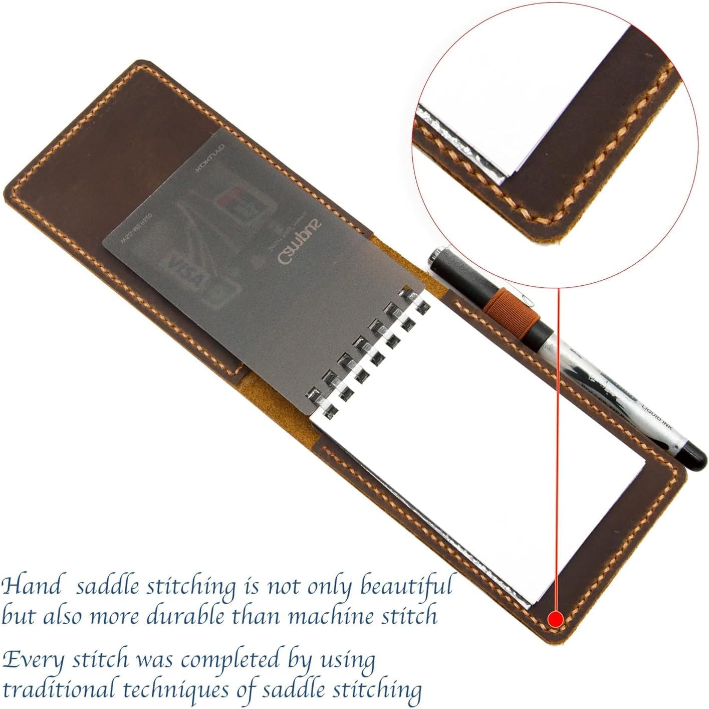 Real Genuine Leather Notepad Cover For Mini Pocket Notebook 3" X 5", Leather Cover For Rite In The Rain Top-Spiral Notebook,Customized Gift (Brown)