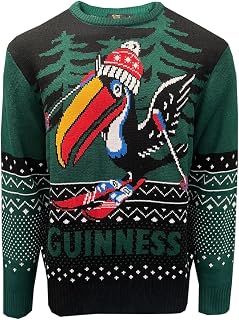 Guinness Ski-Pullover mit Tukan-Motiv, Schwarz und Grün