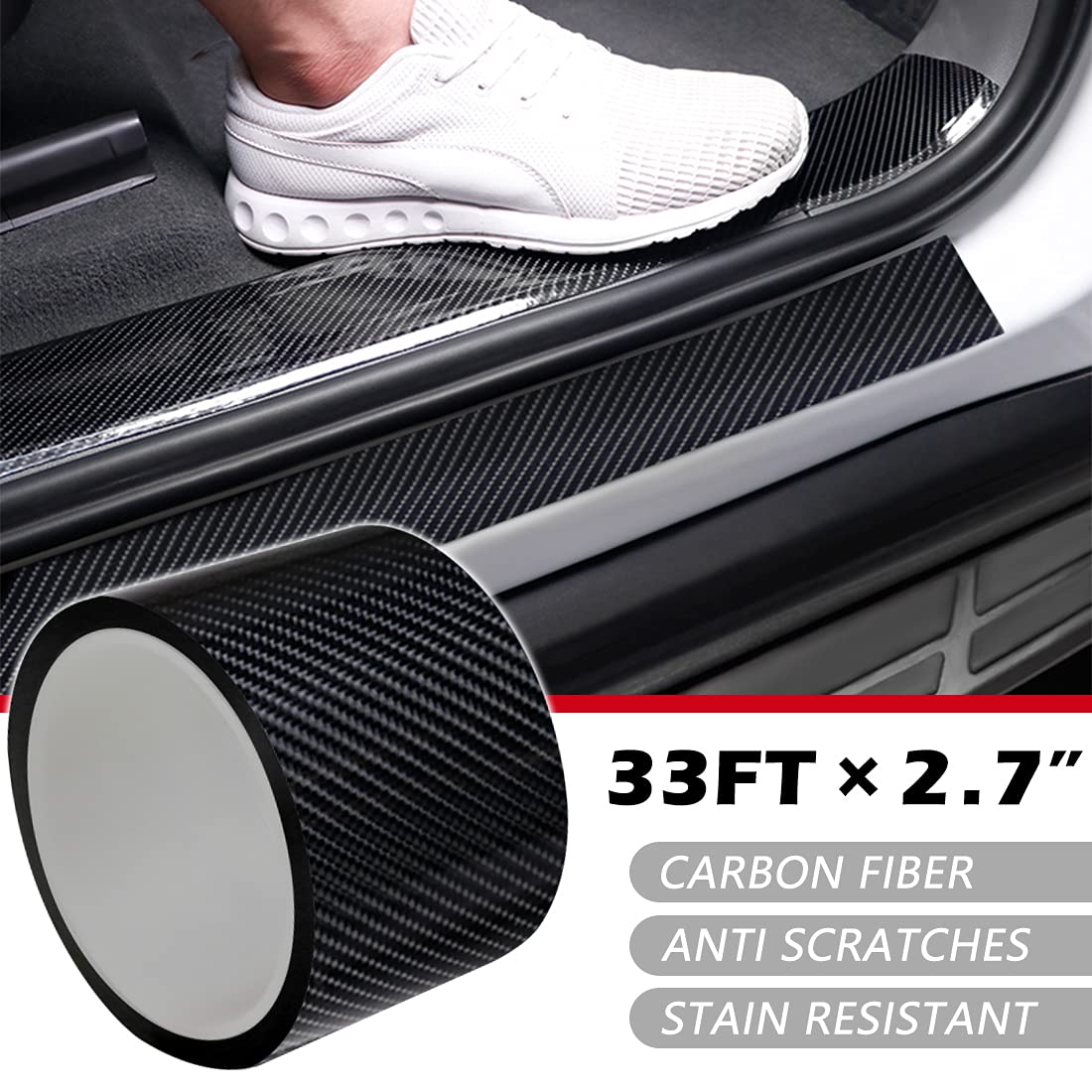 Buy Car Door Edge Guards Carbon,Fiber Car Wrap Film 5D Gloss Black