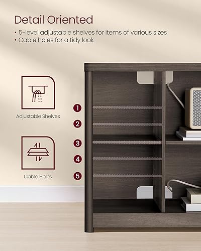 Miniatura 6 de VASAGLE Soporte de TV para televisores de hasta 65 pulgadas, centro de entretenimiento con estantes de almacenamiento, mesa consola de TV, fácil de