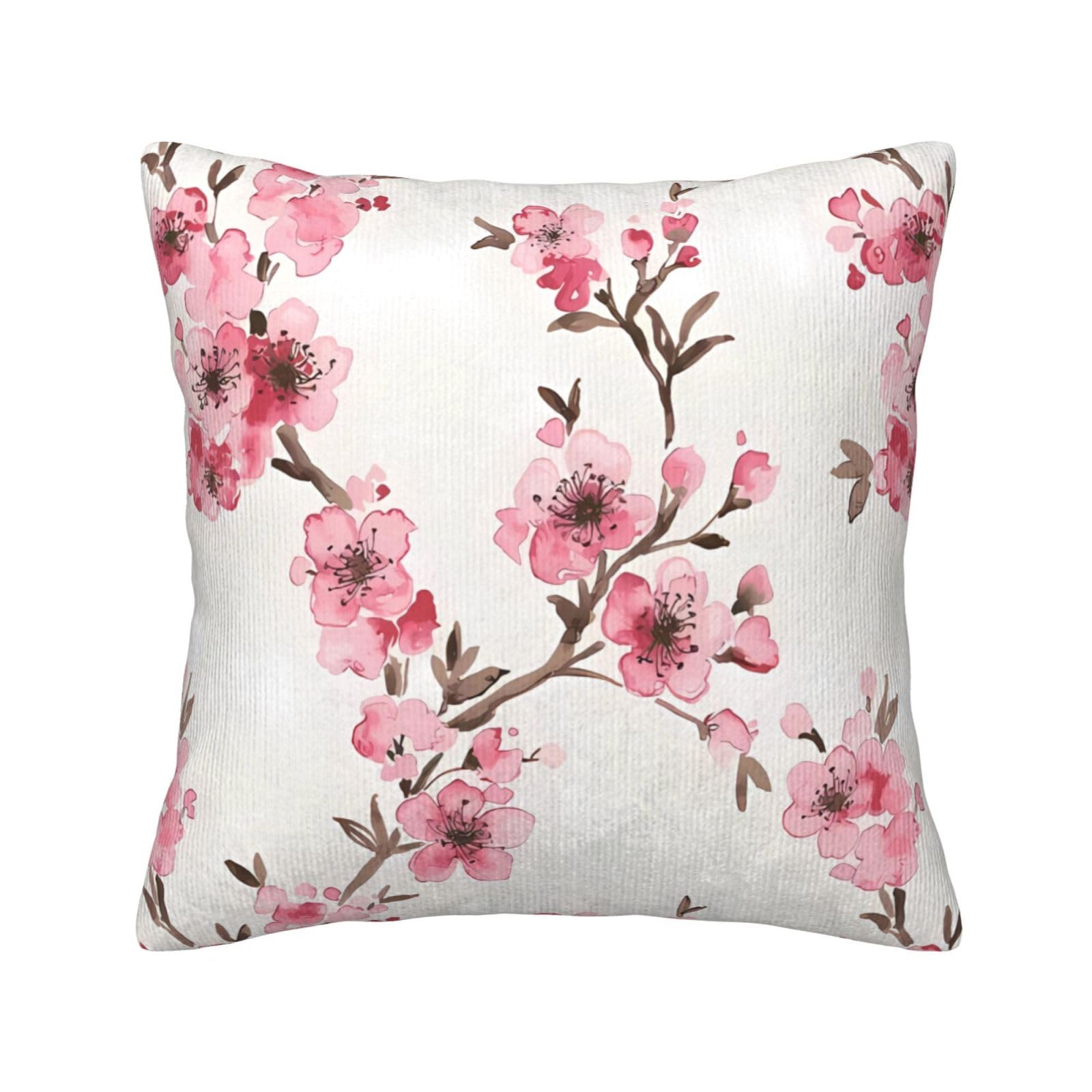 Housse de coussin fleurs de cerisier en velours doux pour une ambiance zen de chambre
