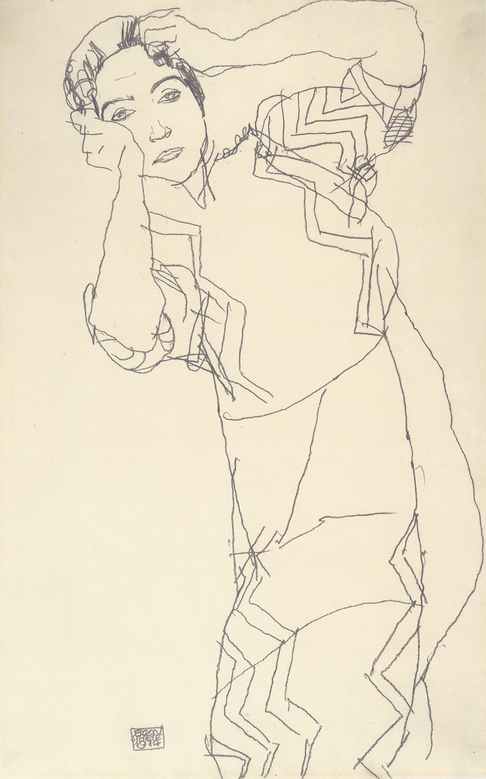 Cuadro de Egon Schiele de 1914, lámina artística de Friederike Maria Beer enmarcada en color marrón