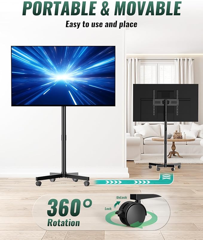 Soporte para TV móvil con ruedas, para 23-60 pulgadas, negro miniatura 4
