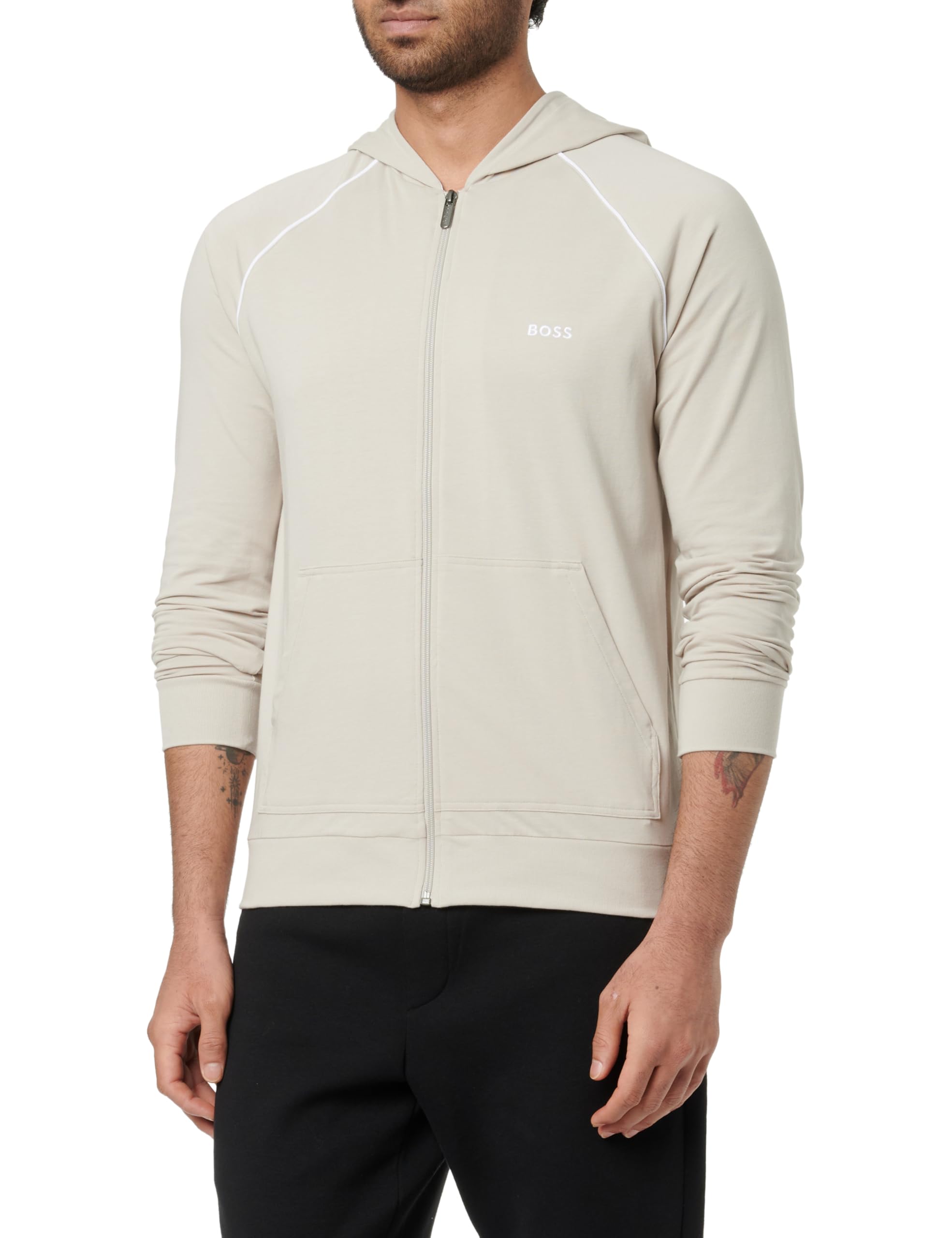 BOSS Men's Loungewear Jacket, Open Grey 075, L
