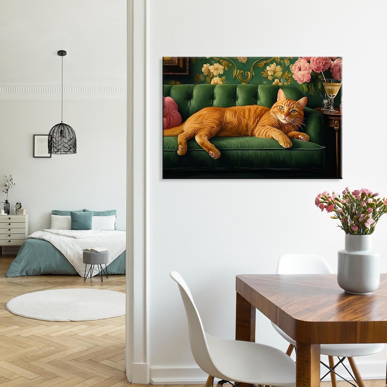 Cute Orange Cat Wrapped Framed Print Poster Pet Art Funny Orange Cat Lover Gift Wall Art Room Decor Aesthetics Ready To Hang 16X24 inch