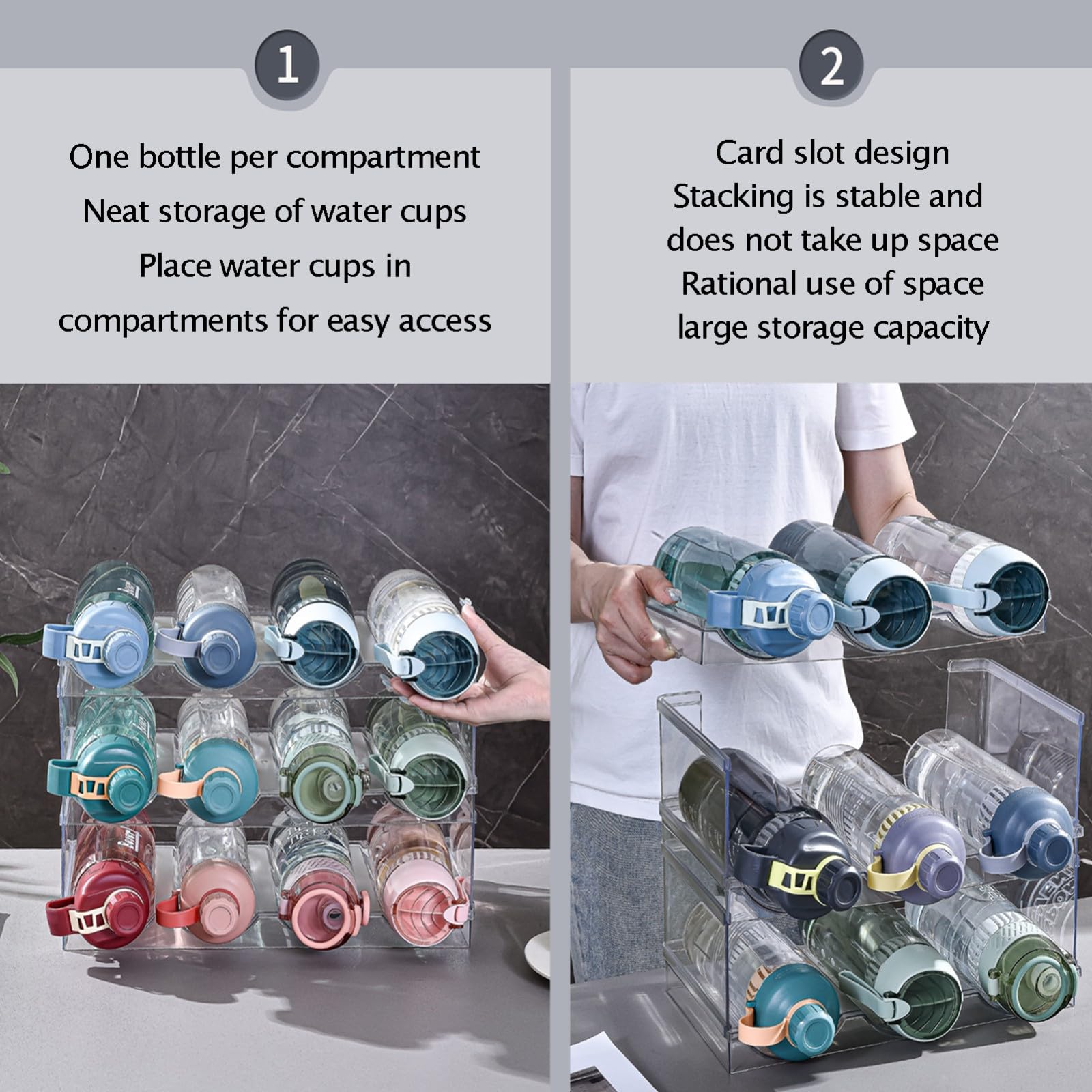 Soporte para Botellas De Vino Apilable para Nevera, Armario, Encimera, Organizador De Botellas De Agua Botellero Vino Nevera, Transparente Botellero Encimera, Botellero Vino 5 Layer
