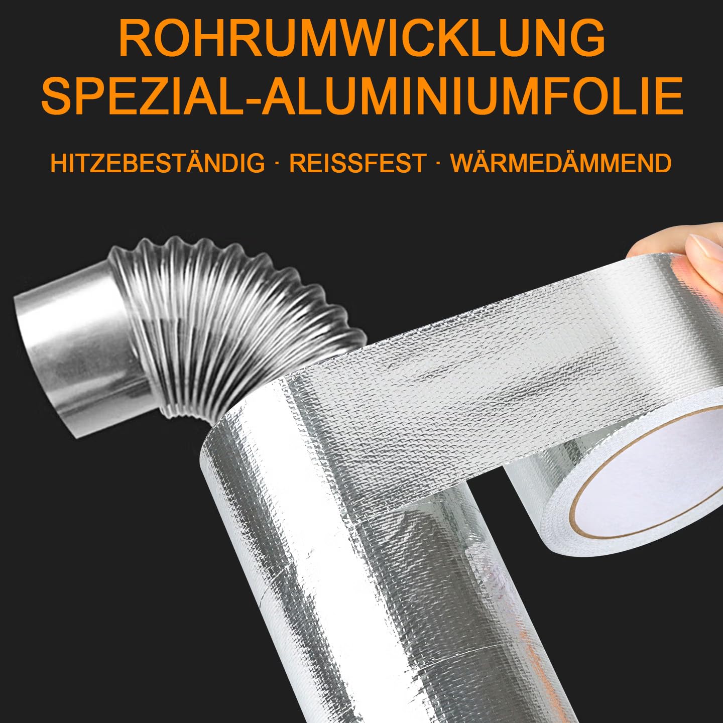 Cinta de Aluminio Adhesiva Resistente al Calor (2 Rollos x 25m) – Cinta Alu Reforzada con Fibra de Vidrio para Calefacción, Tubos, Coche, HVAC y Sellado – Papel de Aluminio Plata 50m