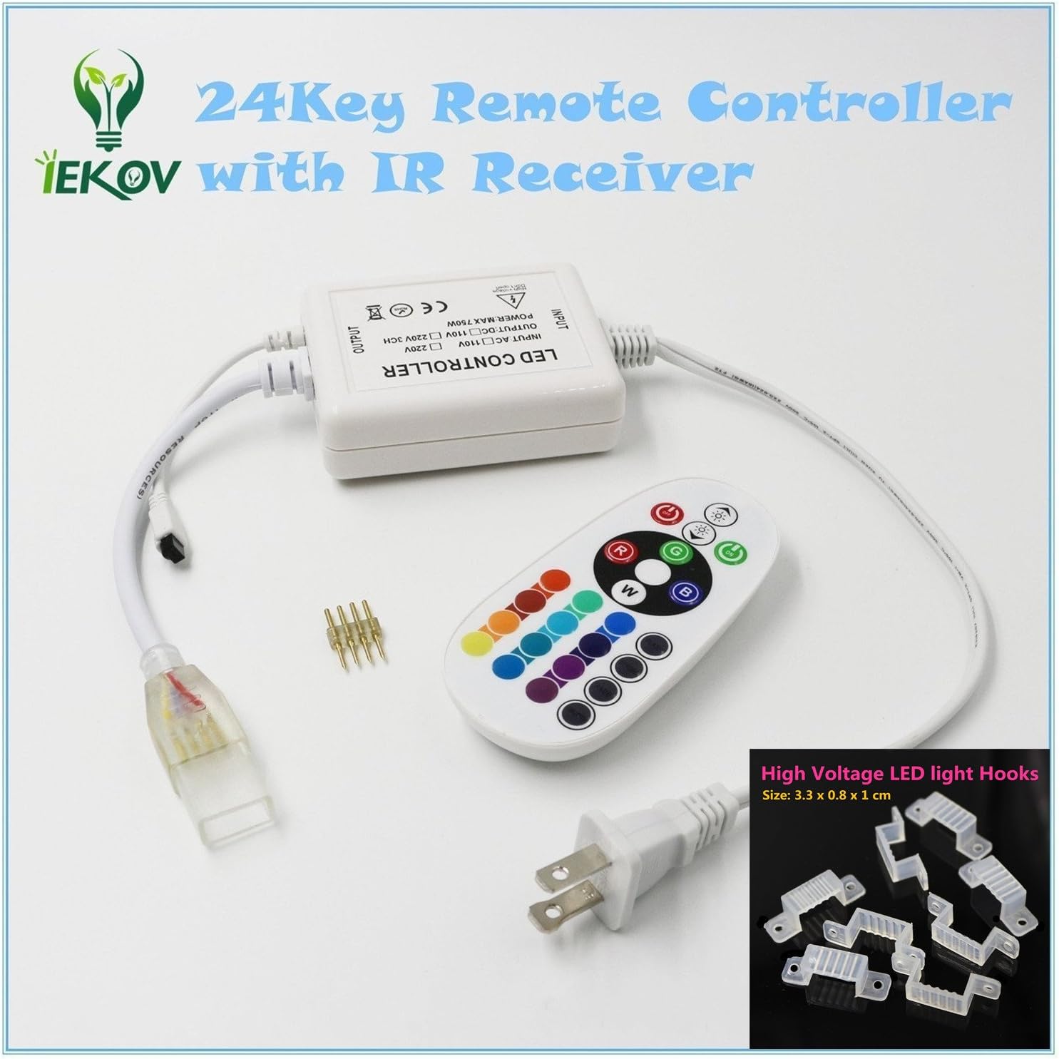 RGB LED Strip Light, AC 110-120V Flexible/Waterproof/Multi Colors/Multi-Modes Function/Dimmable SMD5050 LED Rope Light with Remote for Home/Office/Building Decoration (32.8ft/10m)