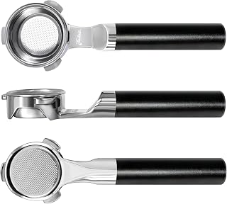54mm Bottomless Portafilter for Breville Bambino & Barista Express | Naked portafilter with 18g precision basket & flat tamping bottom, Spot channeling & improve crema in 304 stainless steel