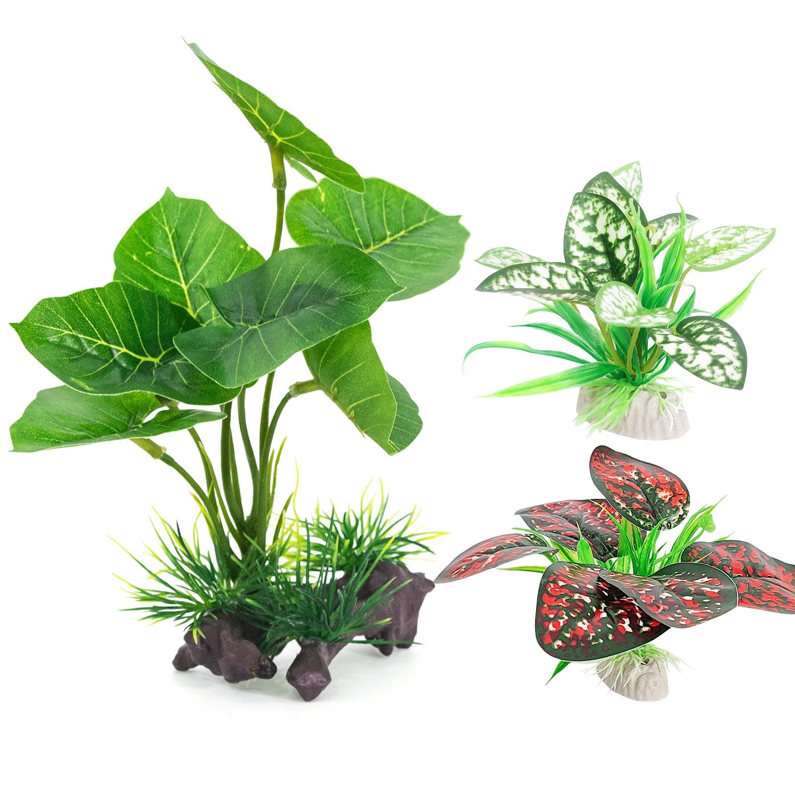 Reptile Artificial Plants 3PCS Terrarium Plants Aquarium Plants Decorations for Amphibian Habitat Decor