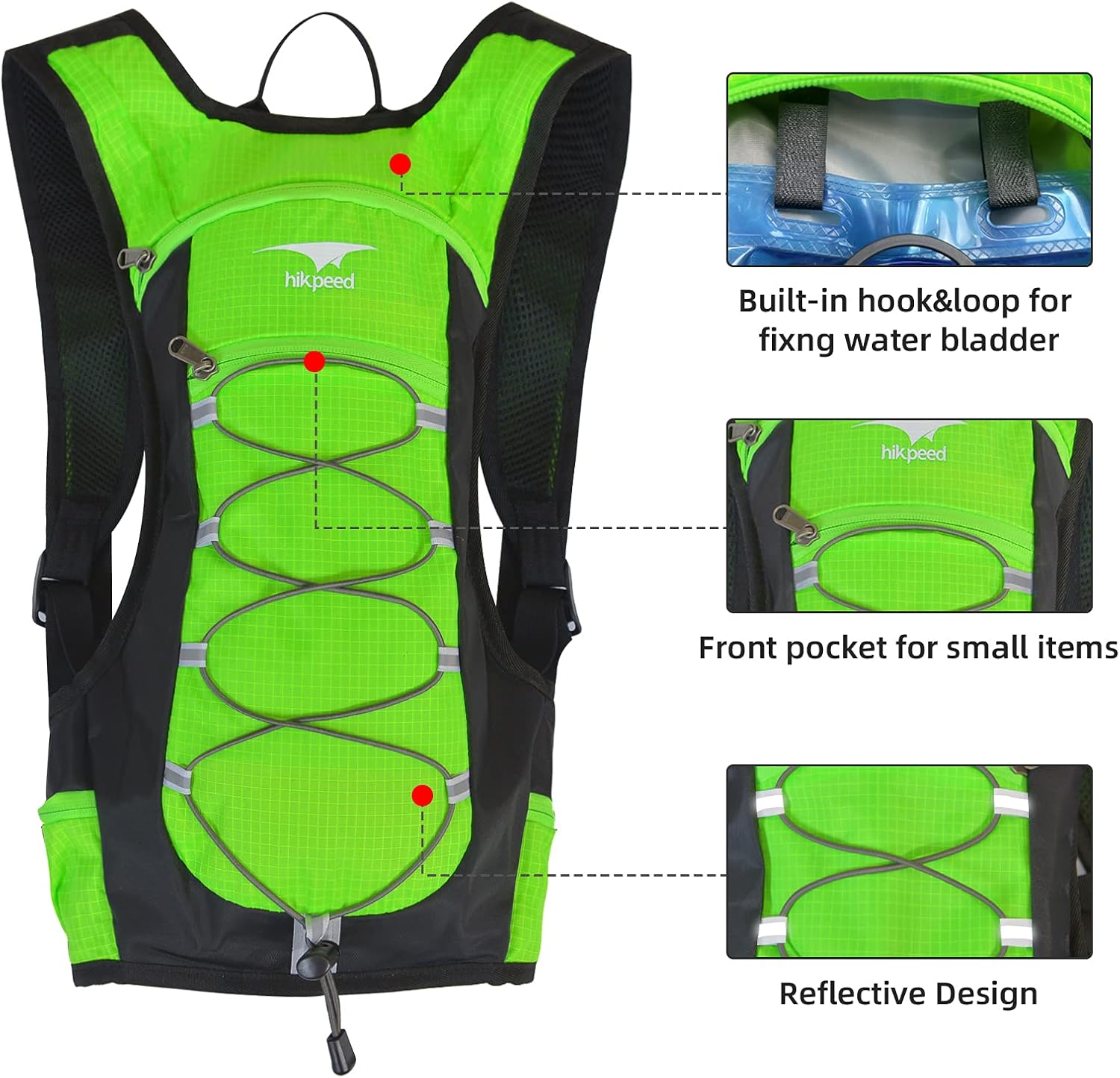 HIKPEED Hydration Pack Backpack with 70 oz 2L BPA-Free Water Bladder, Lightweight Hydration Pack for Running, Hiking, Cycling, Climbing, Camping, Biking : Sports & Outdoors