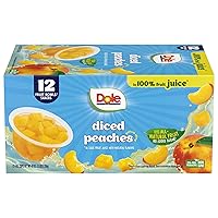 Vista 1 de Dole recipientes con fruta, melocotones en trozos con 100% jugo, sin gluten, bocadillo saludable, 4onzas, 12unidades en total