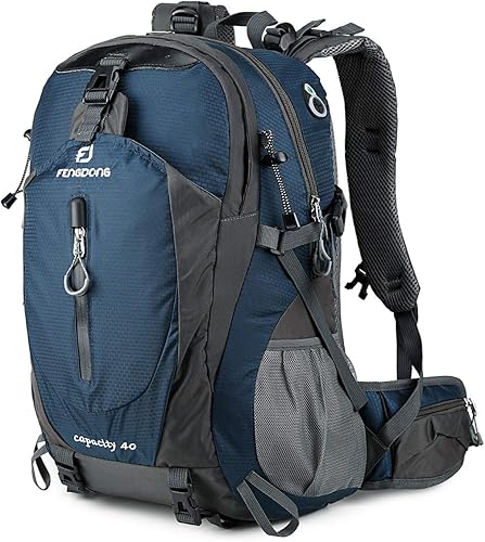 Vista 14 de FENGDONG Mochila ligera impermeable de 40L para senderismo, camping, viajes para hombres y mujeres (verde)
