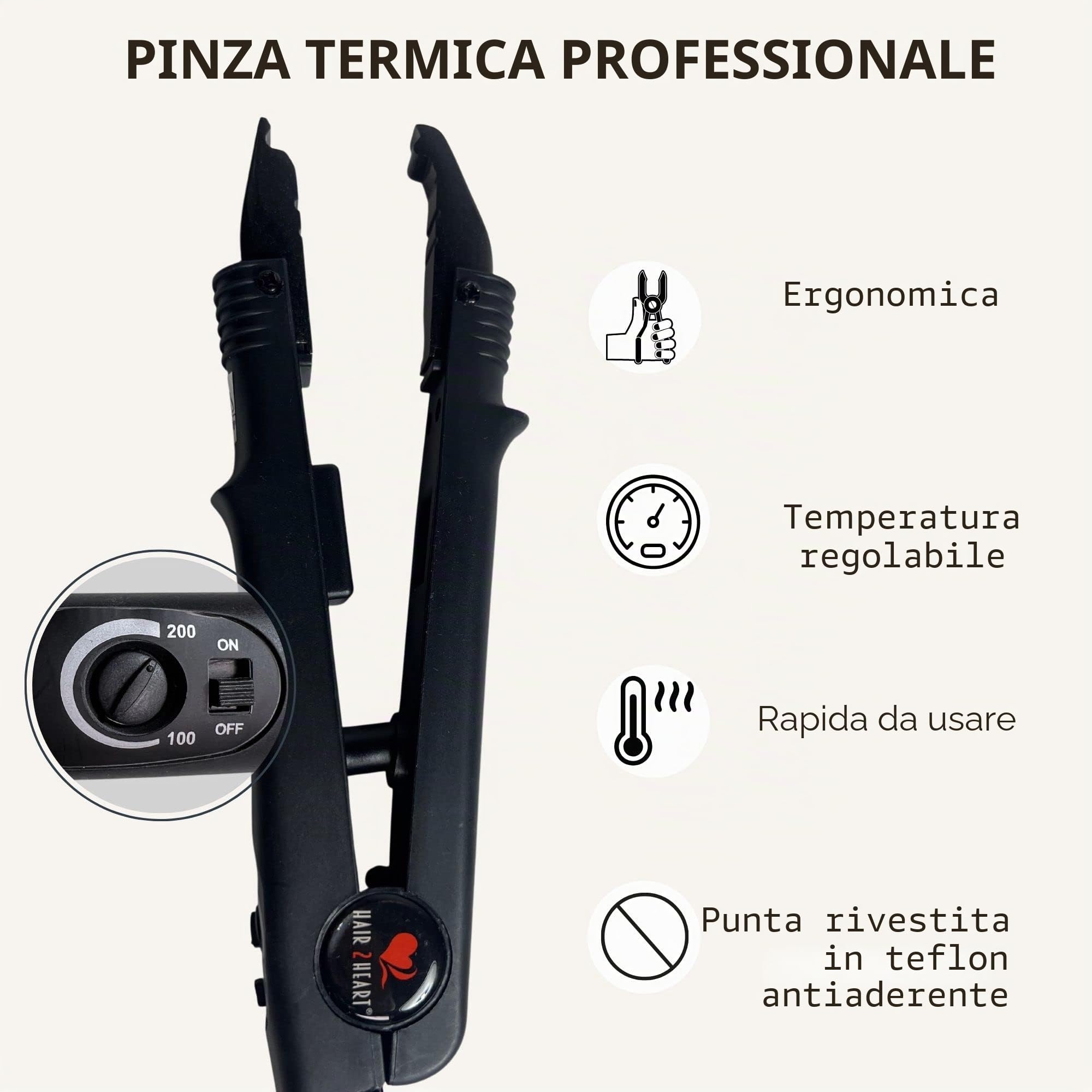 hair2heart Connettore termico per extension per capelli - Strumento di fusione professionale in ferro per la connessione in cheratina - Crea legami forti e duraturi per extension