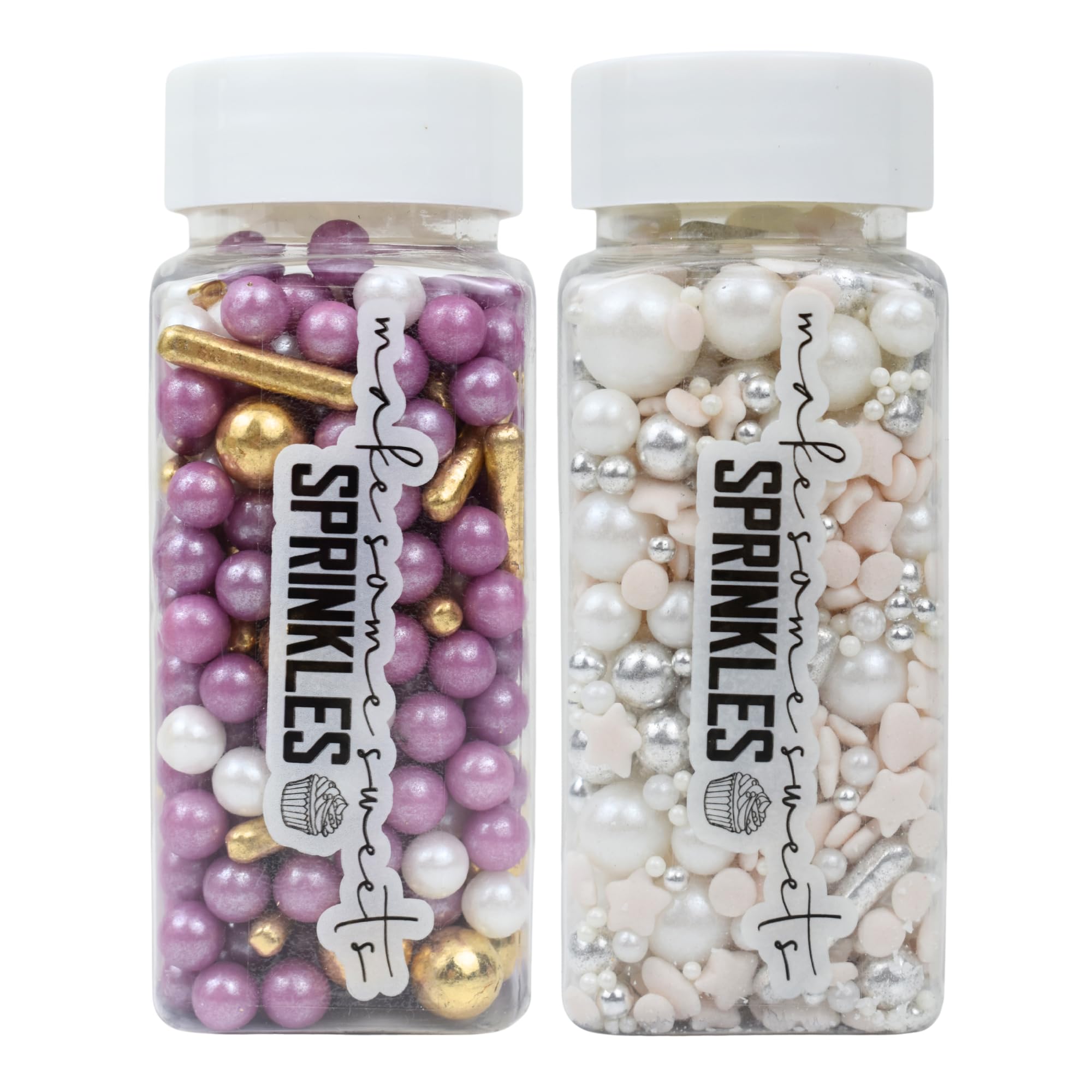 MakeSomeSweets Set di Sprinkles per Matrimonio - Elegante PURPLE WEDDING & WHITE BRIDE Commestibile Sprinkles - Vegano, senza olio di palma, 2 x 100g