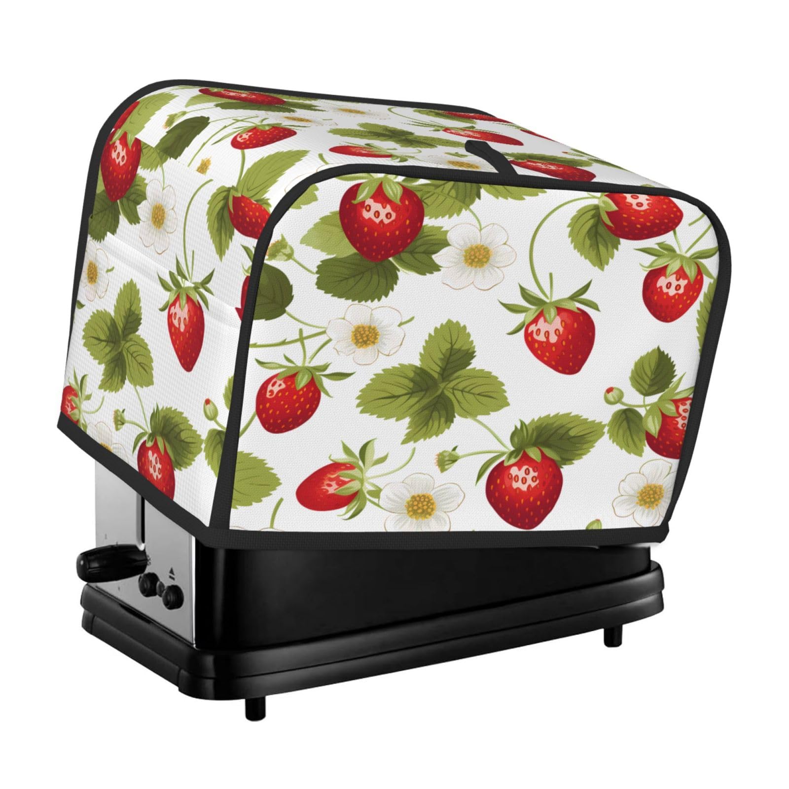 Cavizow Flower Strawberry Toaster Cover 2 Slice Wide Slot Dustproof Waterproof Kitchen Appliance Covers with Hanging Loop Bread Baker Toaster Protector