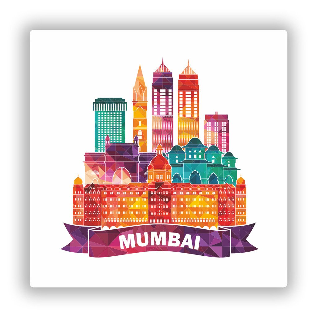 2 x 10cm/100mm Mumbai Skyline Vinyl Stickers Travel Luggage #10066