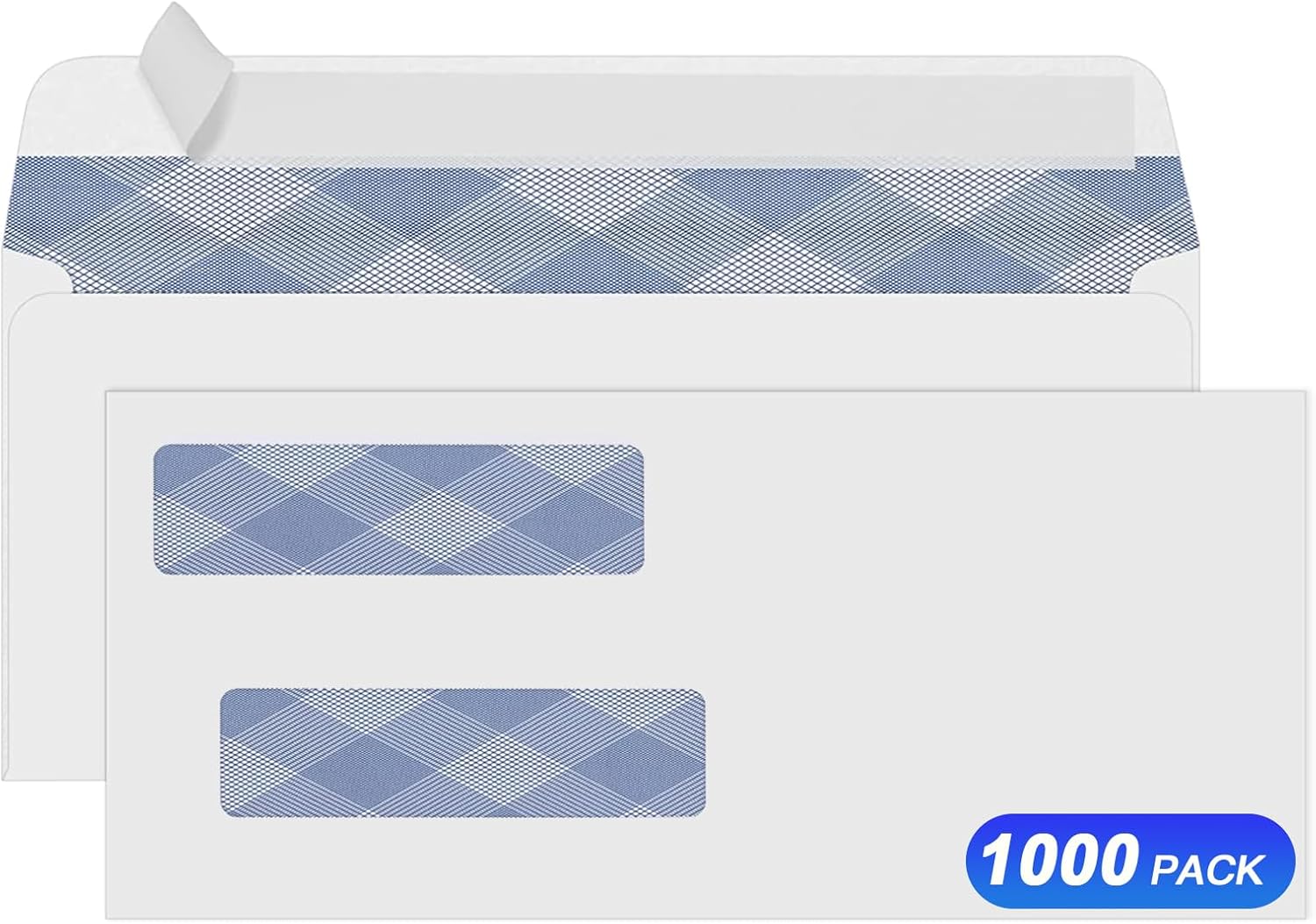 1000#8 Self Seal Business Envelopes, PANDRI No.8 Double Window Design for Business and Quickbooks Check(invoice not fit), Documents Secure Mailing - Number 8 Size 3 5/8 X 8 11/16-24LB