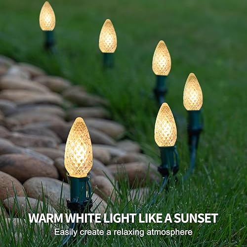 Miniatura 25 de C9 Luces de Cadena de Navidad, 25 pies 26 Bombillas Brillantes y Multicolores para Exteriores, Luces de Navidad para Techo, Patio, Jardín, Luces