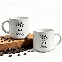 Mr and Mrs Coffee Mugs 12oz Set of 2, Ceramic Couple Mug Set, Engaged &amp; Newlywed Gift for Wedding, Bridal Shower, Anniversary &ndash; Dishwasher &amp; Microwave Safe, Gift-Ready Box