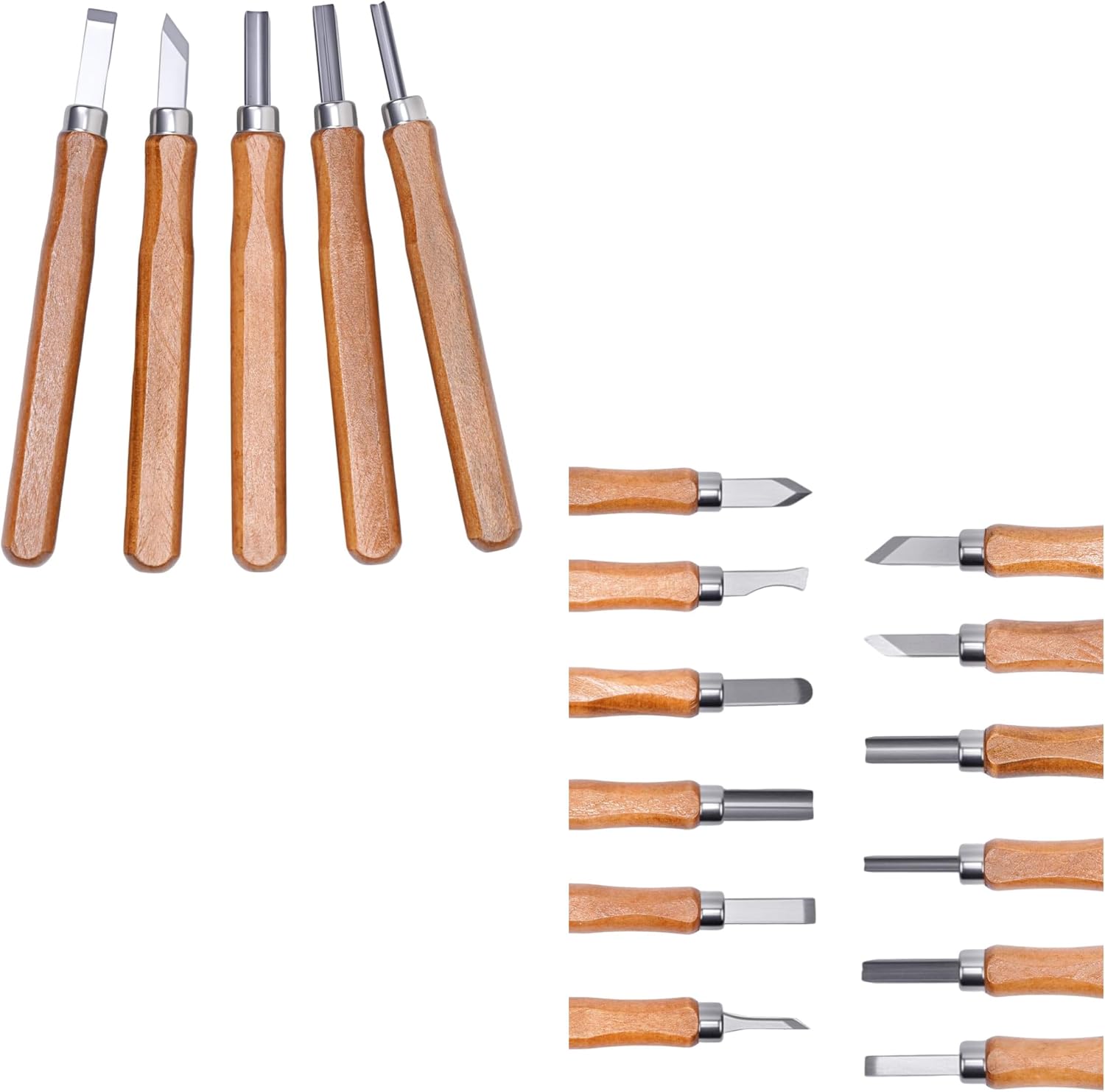 UCEC 5+12 Pack Linocut Wood Carving Tools Set Linoleum Hand Wood Carving Kit Whittling Knives V-Chisel Angled Gouge Half Round Woodcarving Tools Set Whittling Kit for Linocut Printmaking Supplies Gift