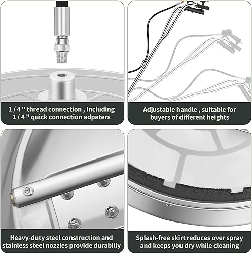 Miniatura 27 de PWS14G - Limpiador de superficies de hidrolavadora de 14 pulgadas con 4 ruedas, limpiador de superficies de acero inoxidable verde recubierto