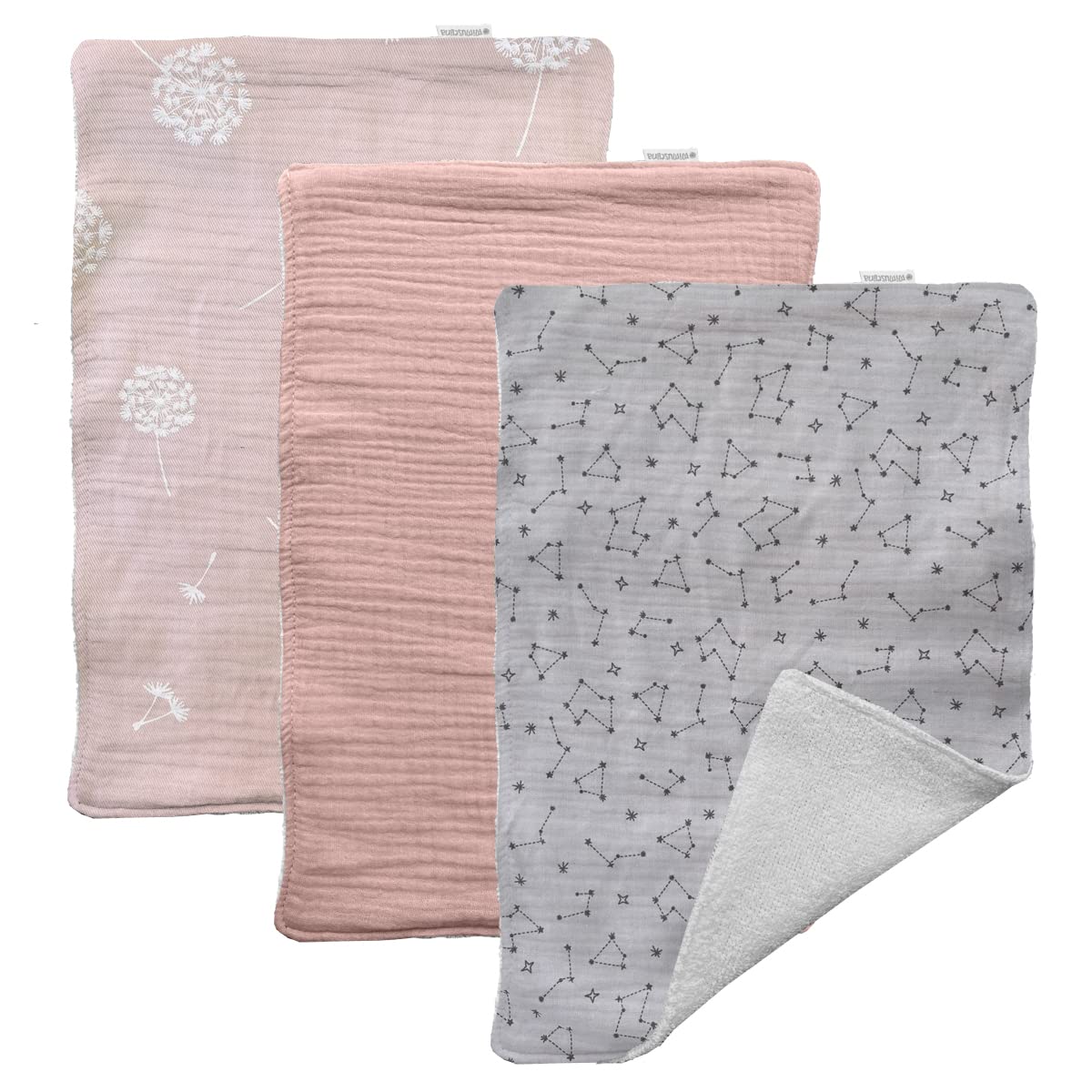 MIMUSELINA Nursing Cloths, Nursing Baby, Baby Pads, 3 Nursing Cloths, Terry Cotton, 100% Multi-Purpose Baby, Newborn