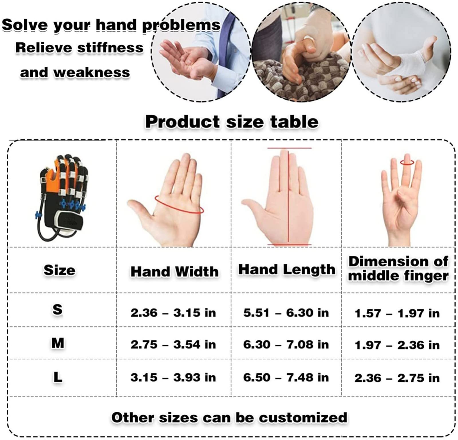 Guantes de robot de rehabilitación Hemiplejía Entrenador de dedos Férula de mano Férula Equipo de entrenamiento de asistencia, Entrenamiento de rehabilitación de muñeca de dedo para paciente