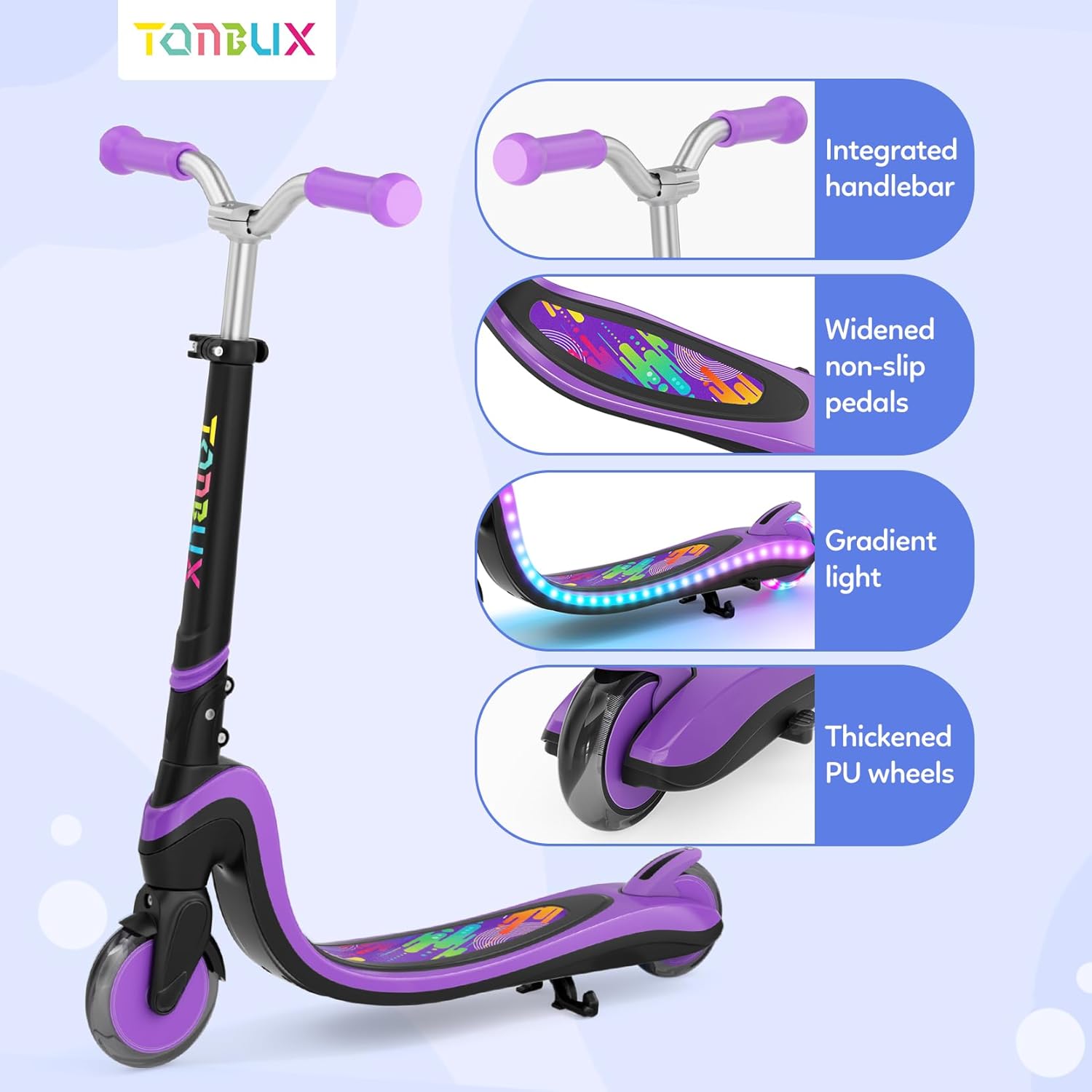 Tonbux Scooter for Kids with Light-Up Wheels & Deck, Adjustable Heights 2 Wheel Kids Scooters for Kids 5-7, Toddler Scooters with 4 Lighting Modes Deck - Image 7