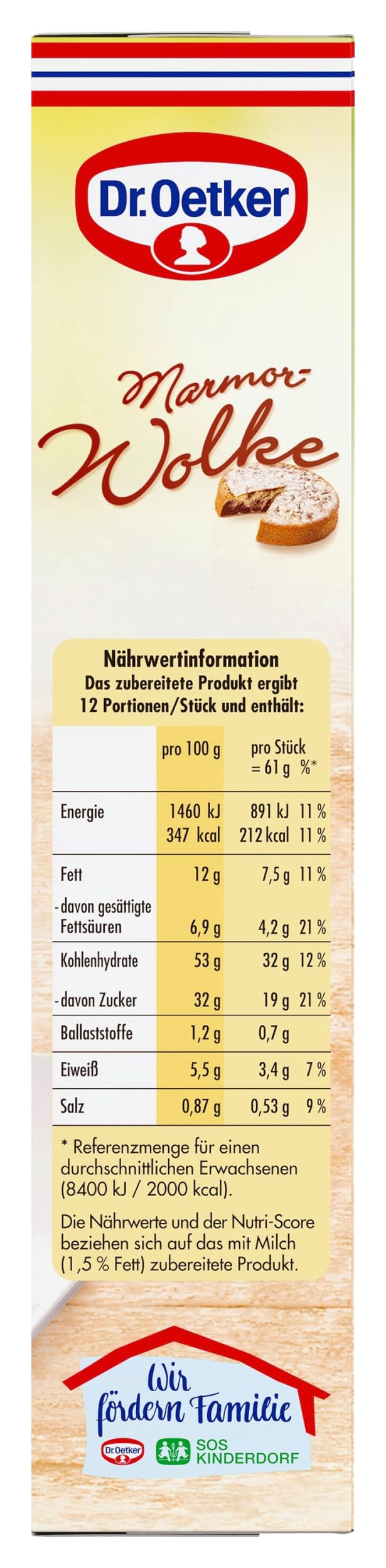 Dr. Oetker Marmor-Wolke, 8 x 455 g, Backmischung für besonders luftig-lockeren Rührkuchen, zum Zubereiten von besonders lockerem und saftigem Marmorkuchen, mit Dekorzucker