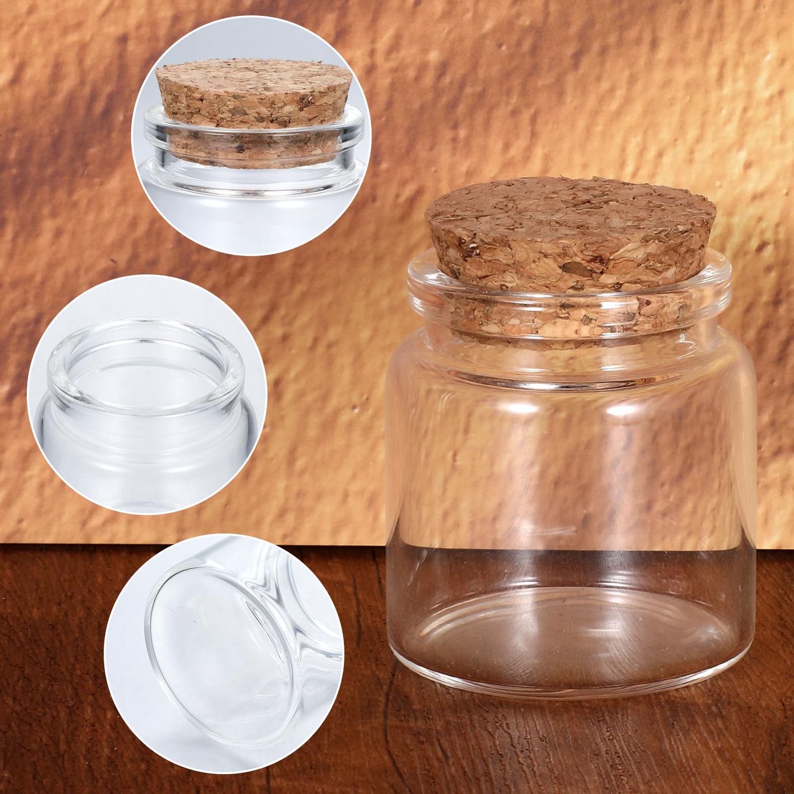 Tucnoeu 4 małe szklane butelki z pustą korkiem, 50 ml, mini butelki szklane do napełniania korkiem, słoiki na przyprawy, słoiki na przetwory, do dekoracji na imprezę i przyprawy kuchenne