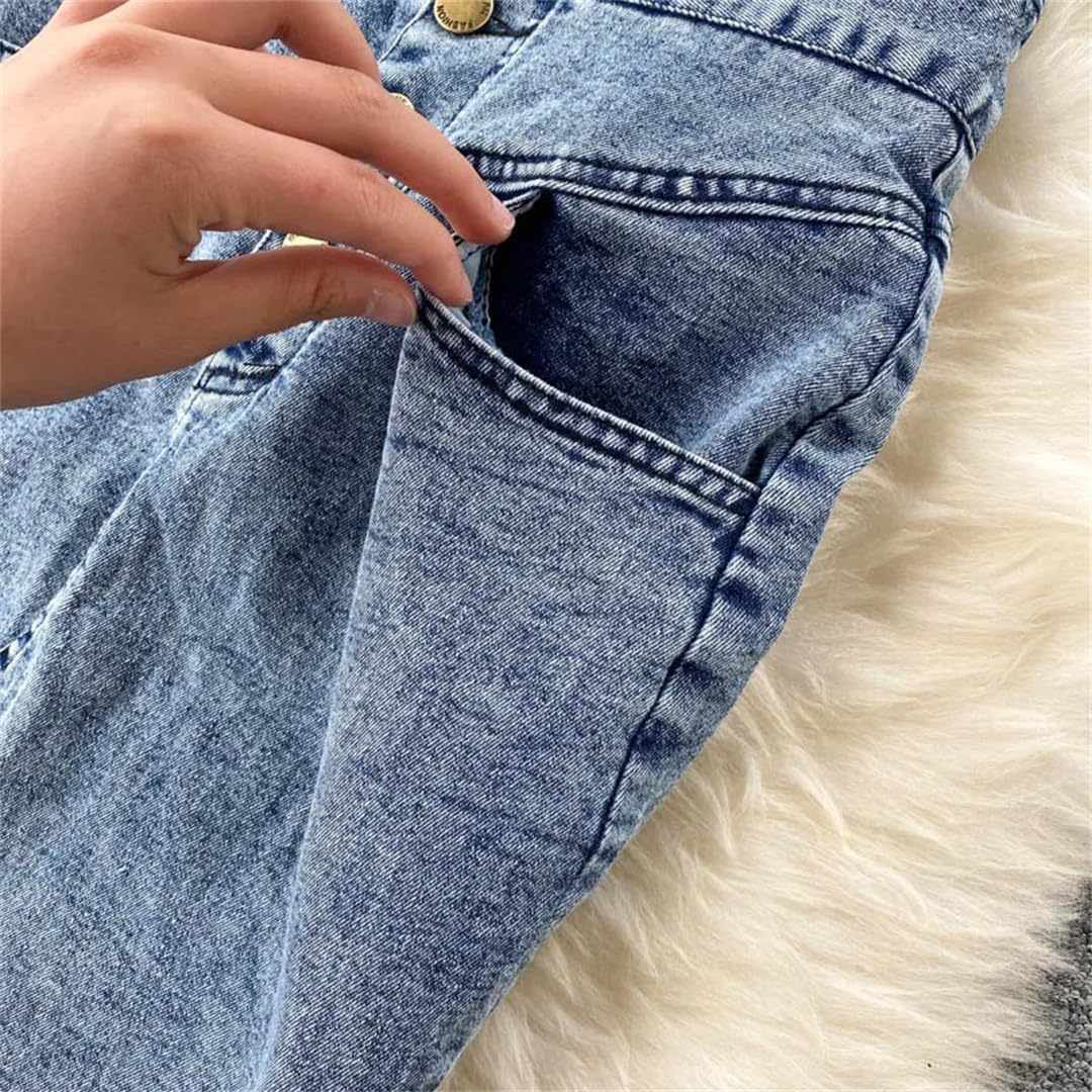 Women's Denim Two Piece Set Sleeveless Strap Crop Top And Long Skirt Summer Jeans Suit Casual Outfit